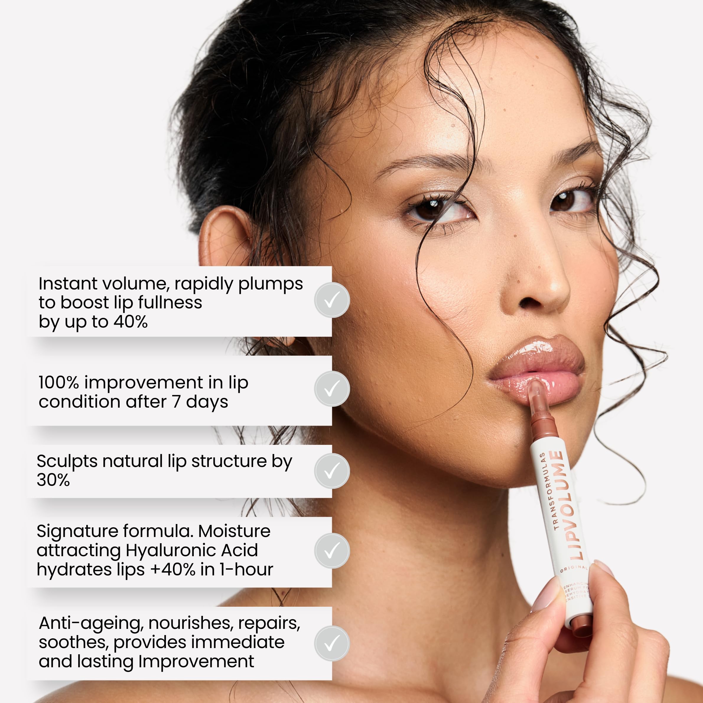 Transformulas Facefixers Duo Instant Lip Plumper & Eye Lift Serum LipVolume Vitamina E & Péptidos para labios más llenos, lifting ocular, anti-envejecimiento no invasivo, hidratante y reafirmante.
