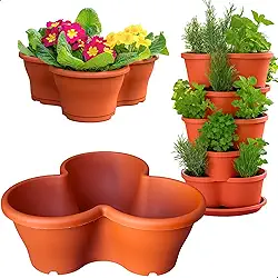 Vaso Treviso Terracota Empilhável Jardim Vertical 11L Borda Anti Formiga para Plantas Ornamentais, Hortas, Frutas, Temperos, Suculentas e Flores