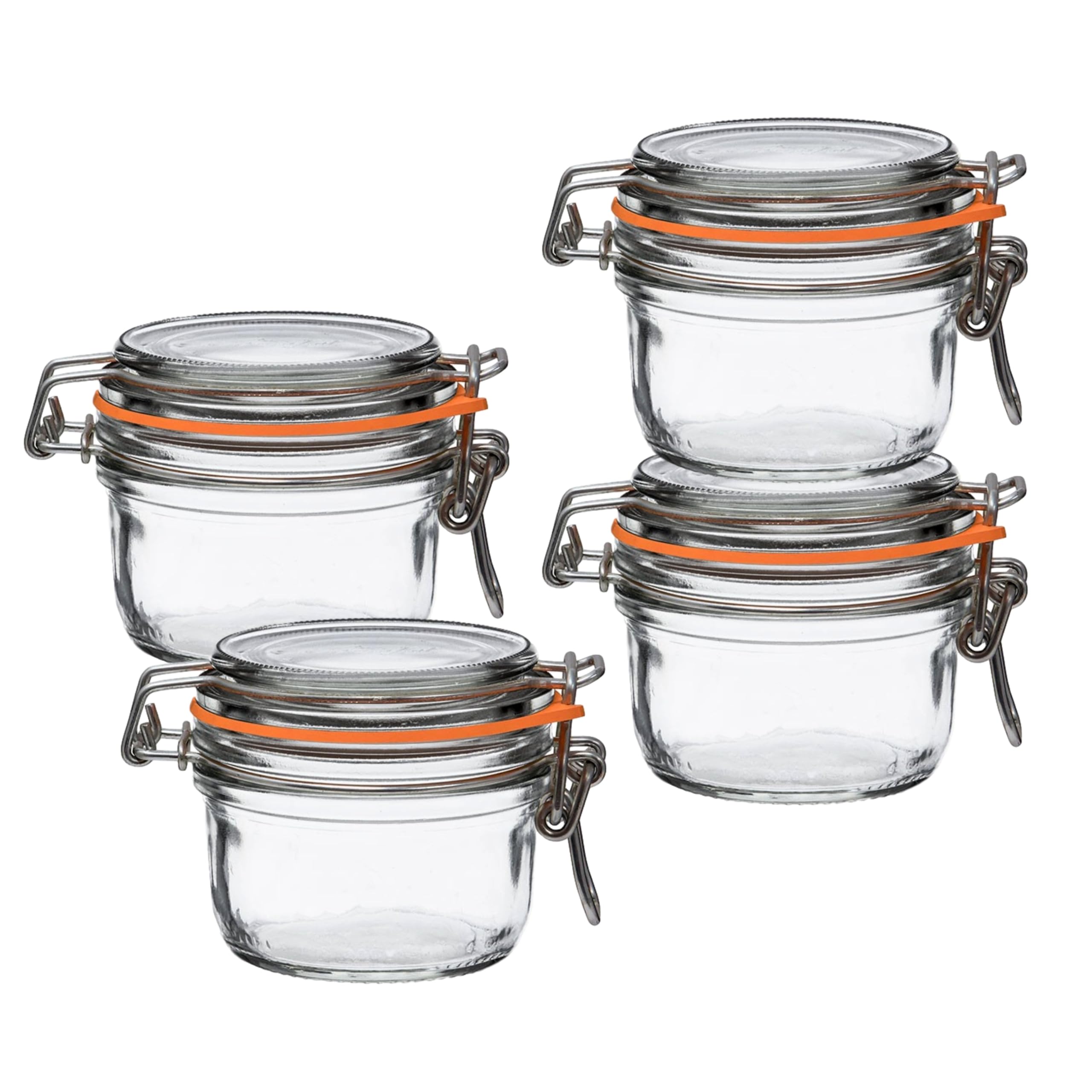 Le Parfait Clear Super Terrine Jar | 4Oz (Pack Of 4) 125Ml French Glass Jar, Airtight Rubber Seal & Glass Lid | Glass Jars For Kitchen Organization And Storage Containers For Essentials
