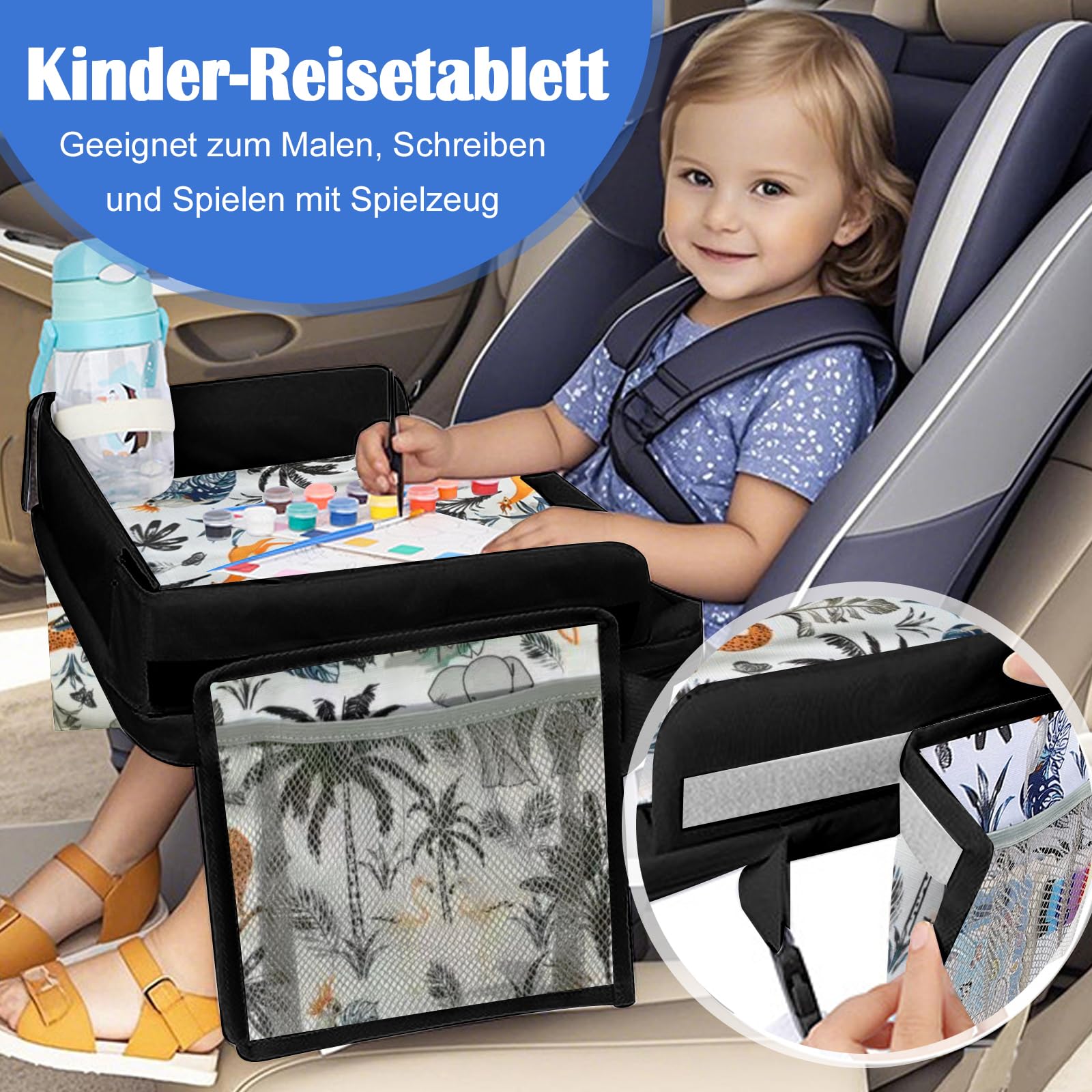 Kinder Knietablett Reisetisch,Kinder Reisetisch mit Zeichenbrett, Reisetablett Kindersitzfür Wasserdichtes Kindertisch,Autotisch für kind rücksitz