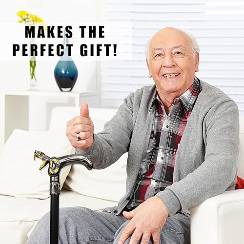 Miniatura 7 de Treasure Gurus Silver Gold Metal llamativo Viper Snake Eyes Walking Bastón 2 piezas Eje de acero Hombres Mujeres Senderismo Bastón