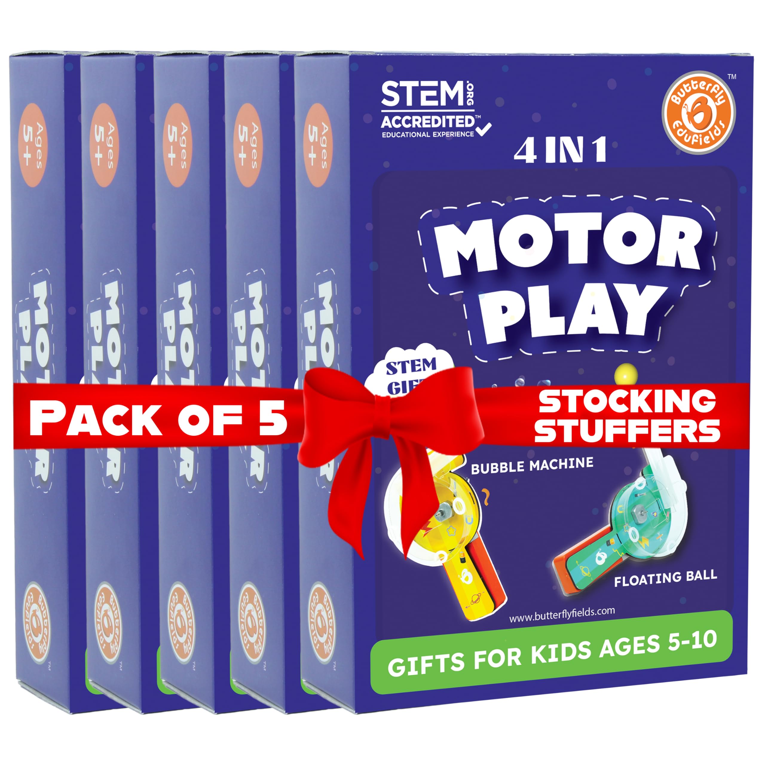 Butterfly EduFields 4in1 Motor Play Science Kit Pack of 5 | Best Birthday Return Gifts for Kids Ages 5 6 7 8 9 10 11 12 | STEM Toy | Reusable & Safe | Birthday Gift for Kids Ages 5+