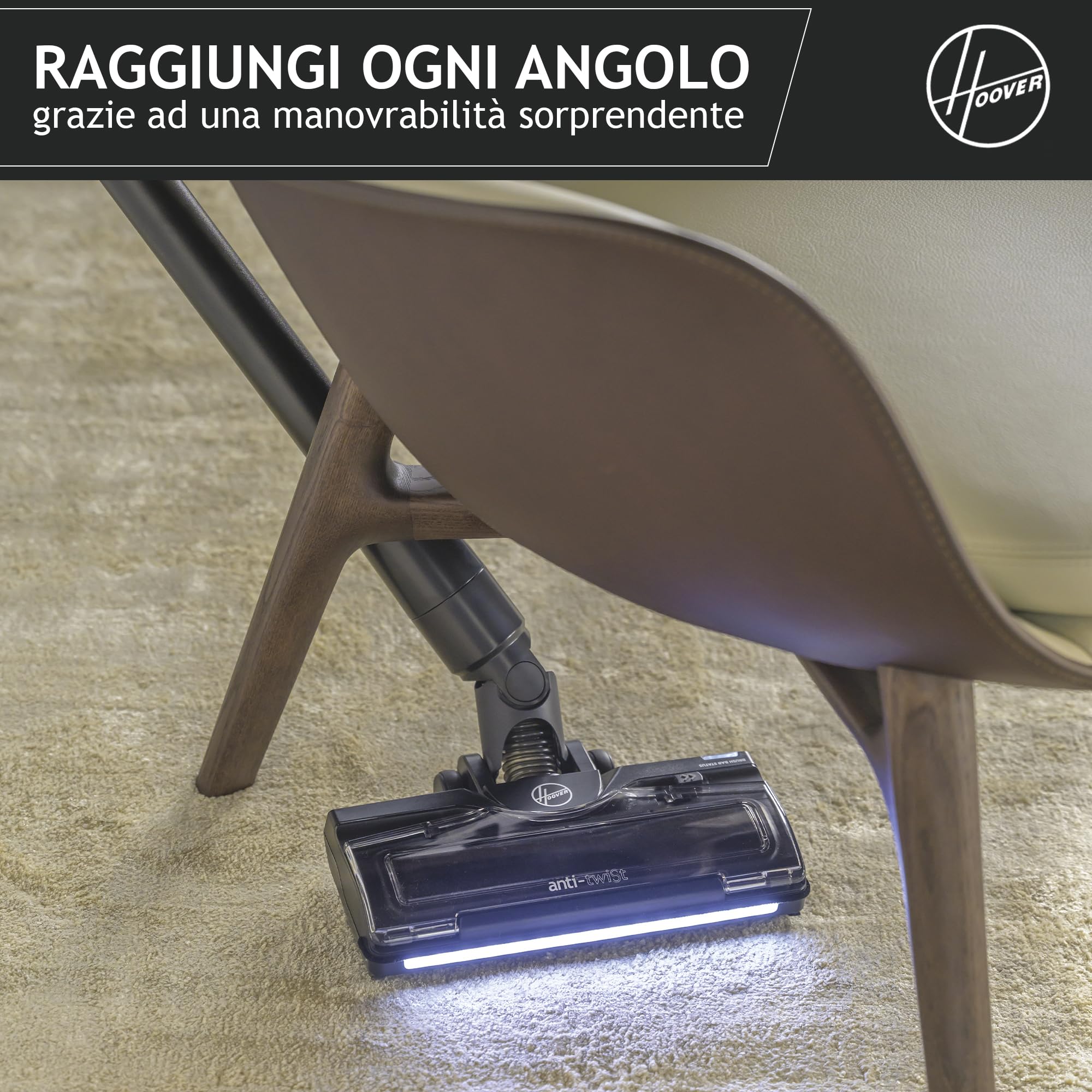 Hoover HF2 Aspirapolvere senza fili Ultraleggero, Tecnologia di compattazione polvere, Spazzola Multisuperficie Anti Groviglio, Luci LED, KIT accessori per una pulizia completa [HF2Z10H]