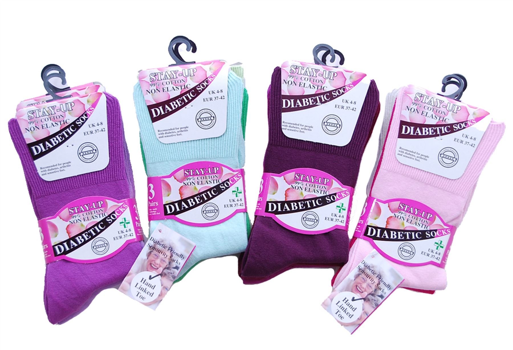 Undercover 6 Pairs Ladies Stay Up Cotton Non Elastic Diabetic SE080 Socks Assorted Colours