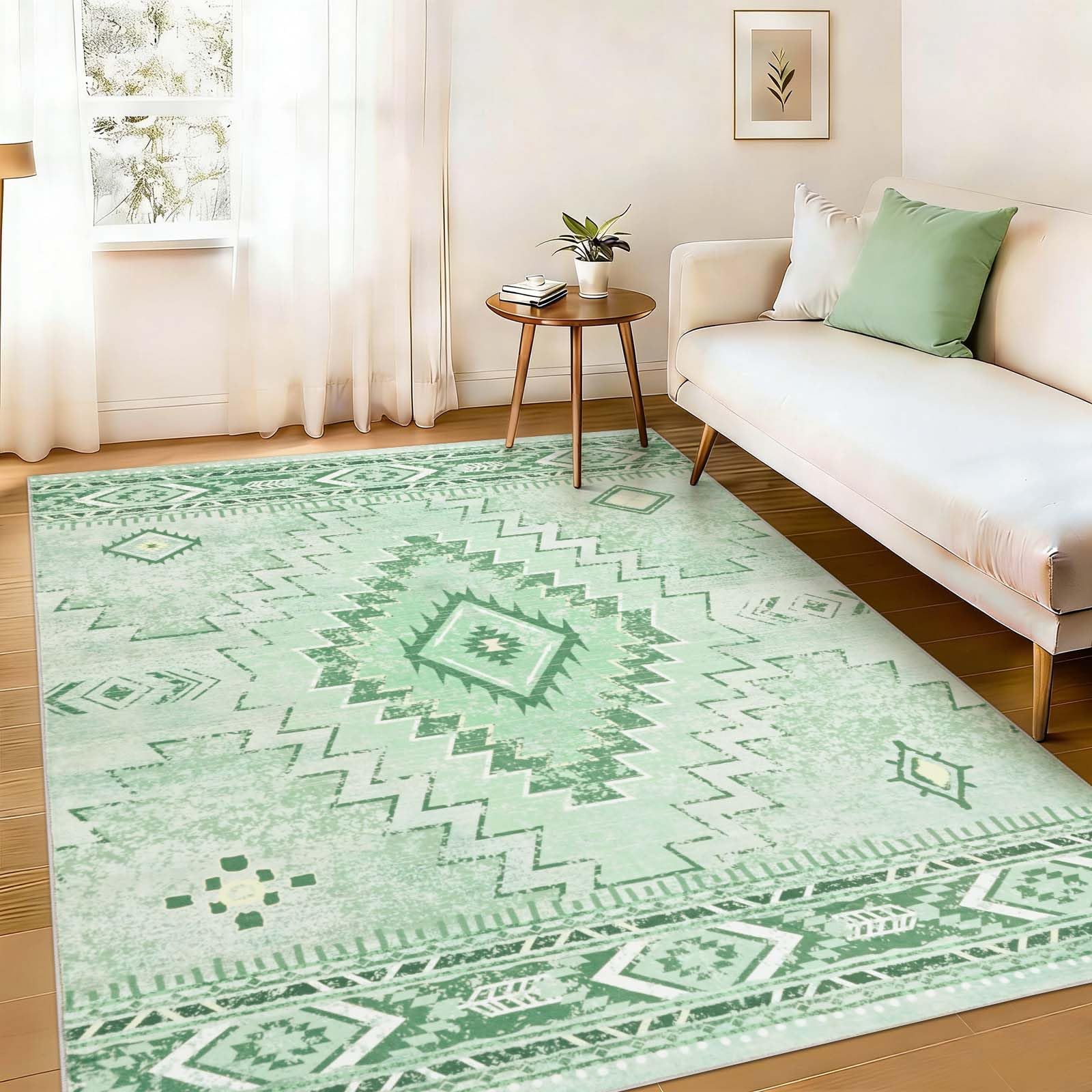 Alishomtll Area Rugs for Living Room, Green Modern Geometric Rug 120x170 cm