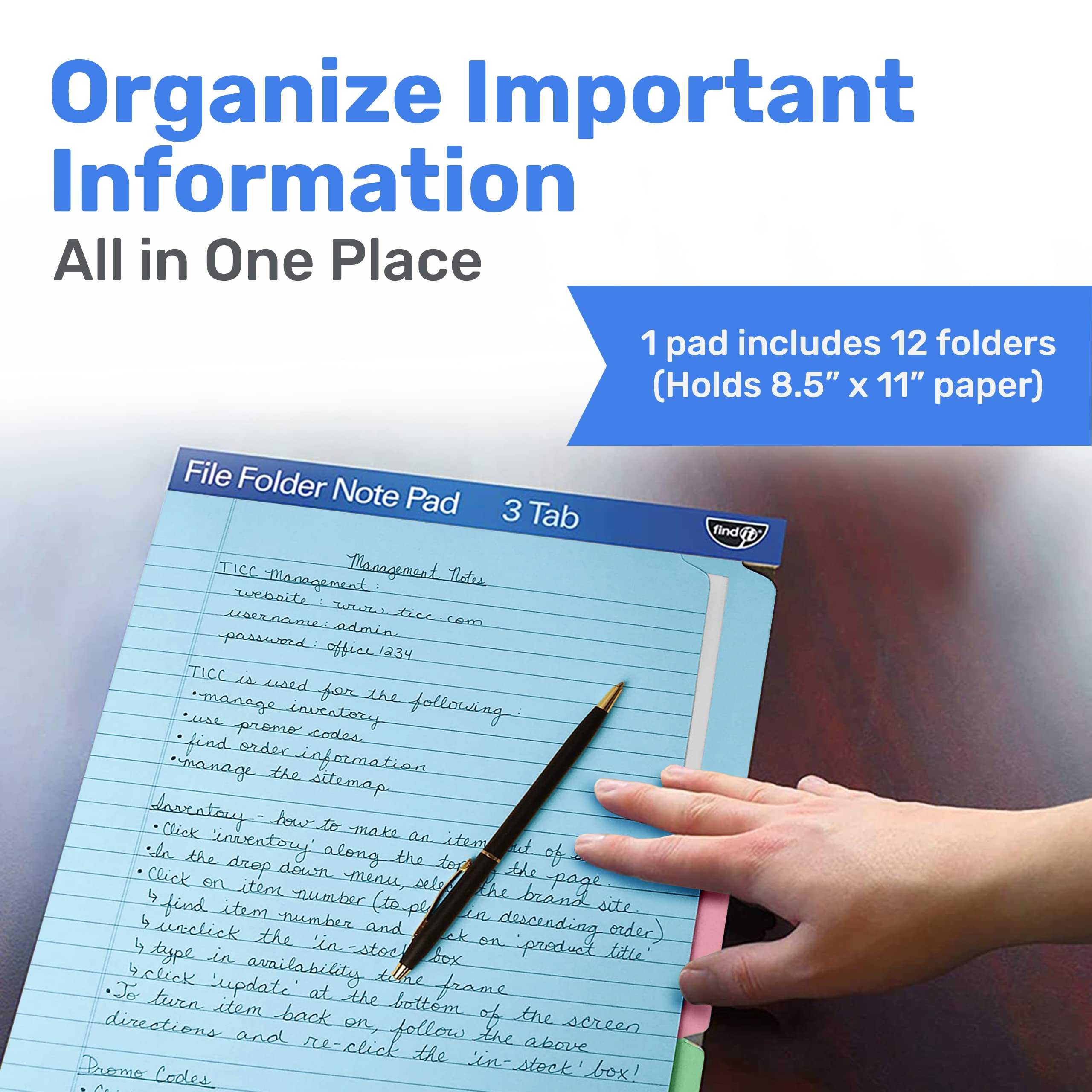 Find It File Folder Notepad Pack of 729.5 x 12.5 Inch Notebook