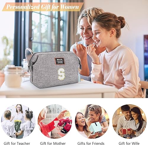 Miniatura 8 de ibeacos Bolsa de maquillaje de viaje, M, Letra