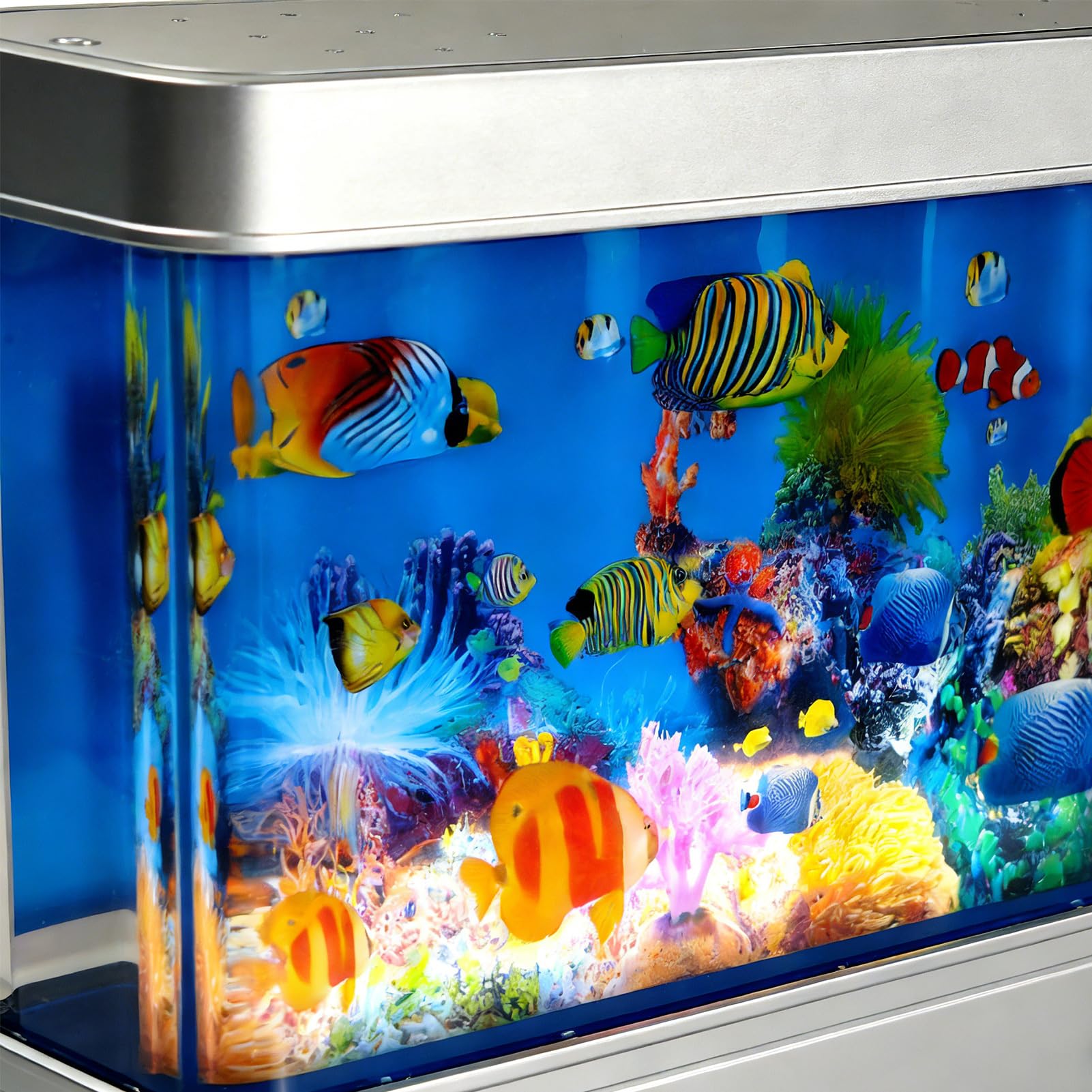 Acuario Artificial Decoración de Mesa para el Hogar | Lámpara de Acuario con Peces Tropicales para Oficina Hogar Restaurante Hotel Sala de Estar Zona de Espera Mesa Centro