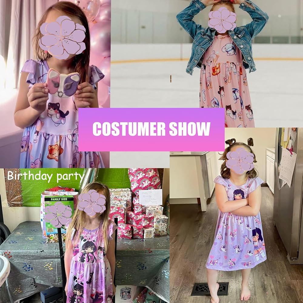 ワンピース Ruffle Sleeve Dress 6y Amazon.com: Girls Dress Graphic Cute Outfit Kids Purple