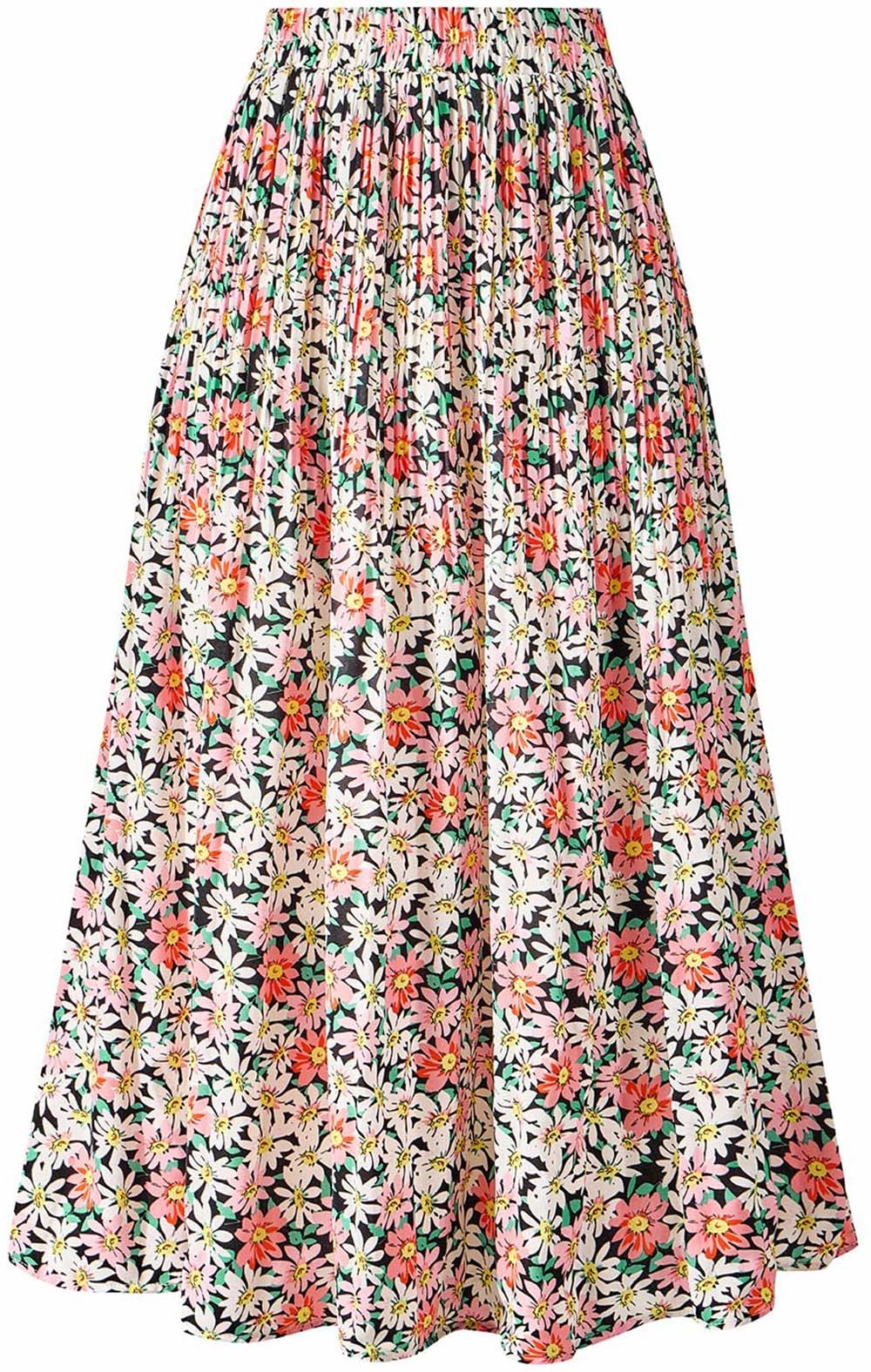 Basoteeuo Womens Skirt Leopard Print Midi Long Shirring Pleated Skirts High Waisted A Line Skirts