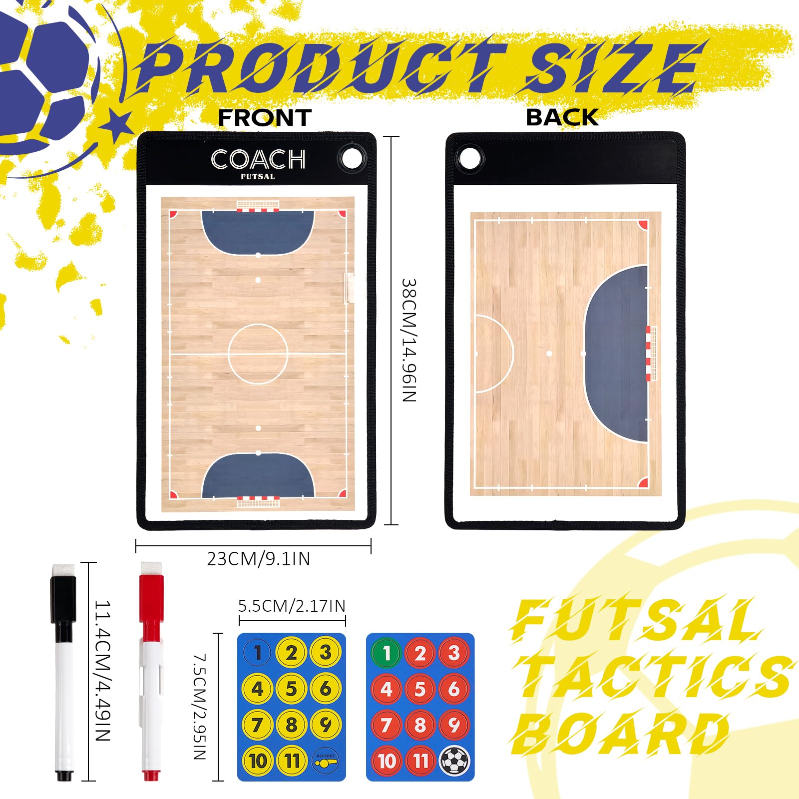 RoseFlower Lavagna Magnetica Calcio Futsal, Lavagna Coach Calcio, Lavagna Tattica Calcio Futsal con Penna Magneti, Lavagna Calcio Futsal Lavagnetta per Insegnare e Formazione, Football Coaching Board