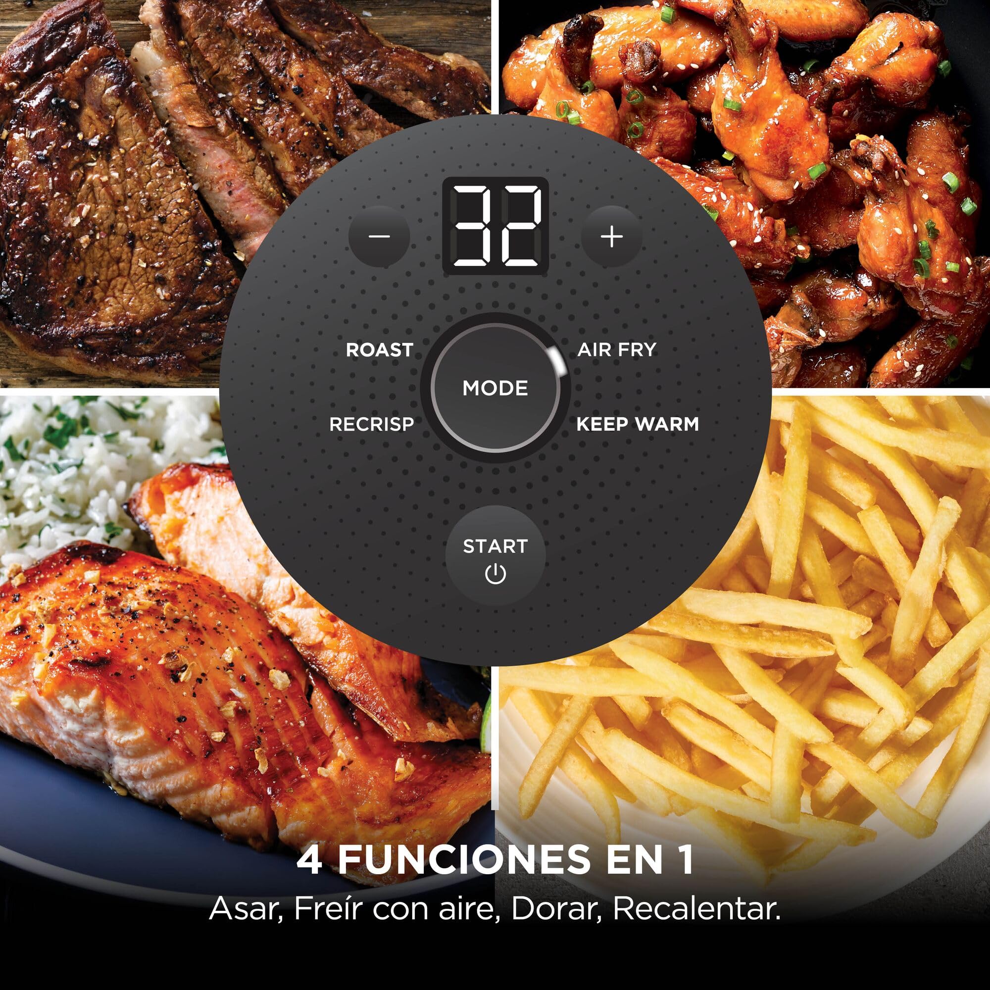 Ninja CRISPi Freidora de Aire portátil, 3,8 l, 4 en 1, freír con Aire, Asar, Mantener Caliente y gratinar, compacta, Incluye 2 recipientes de Vidrio extraíbles y Tapas, 1700 W, Piedra, FN101EUST