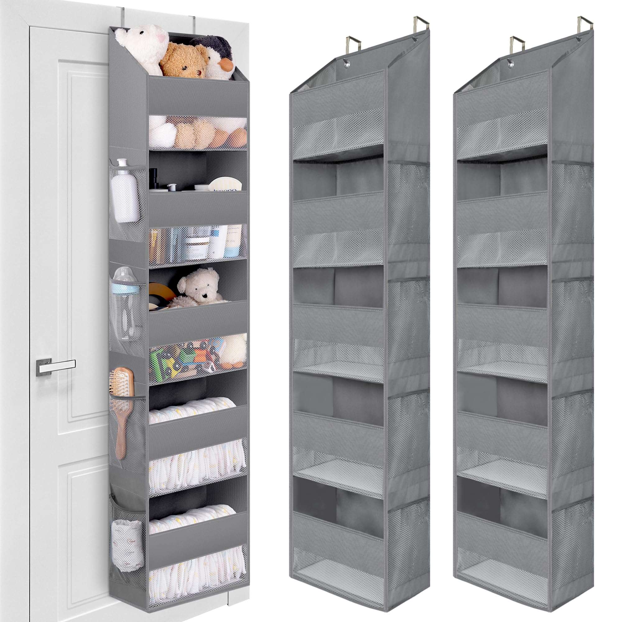 Organizer Da Appendere Alla Porta Con 5 Ripiani E 13 Tasche: Grande Capacità Per Pannolini E Giocattoli, Per Camera Da Letto E Bagno - 3