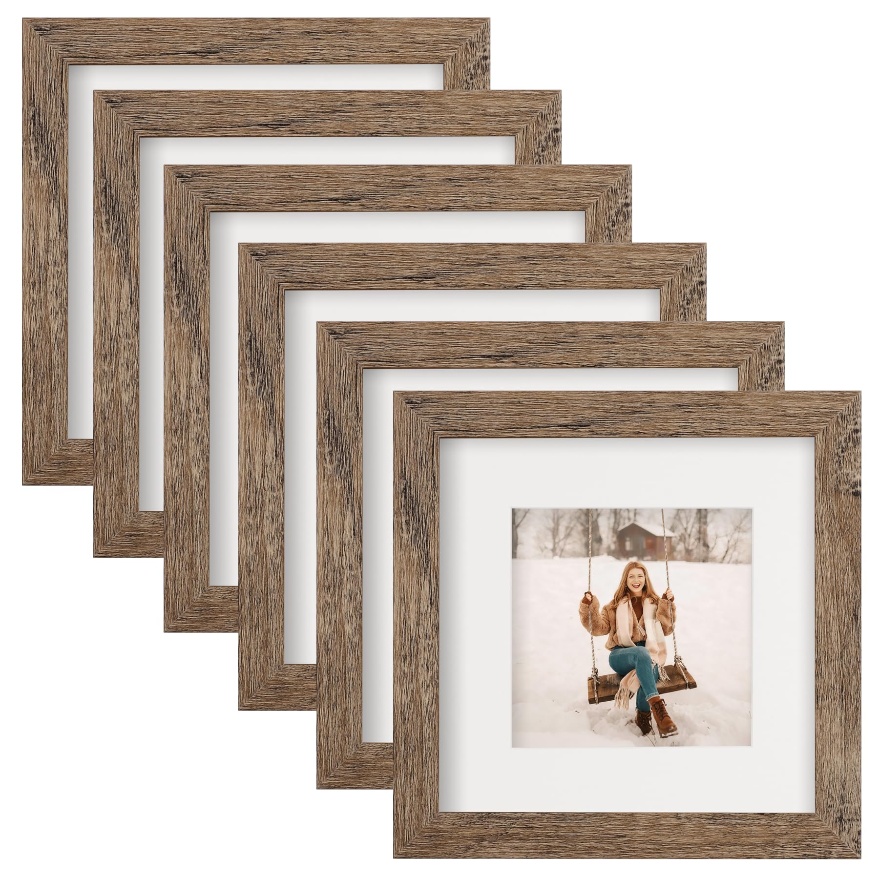Amazon.com - TOFOREVO 6x6 Picture Frames Set of 6 Rustic Wood