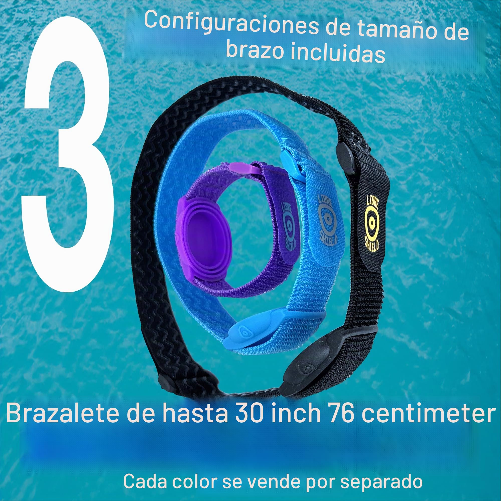Libre Shield Freestyle Brazalete 2 para Freestyle Libre 1 y 2 14 días: hasta 30 pulgadas, ajustable, flexible, protección del transmisor, protector de sensor, no más parches adhesivos (Acuario)