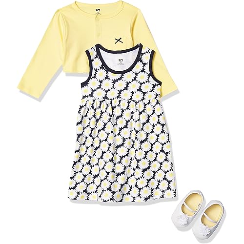 Hudson Baby Baby Girls' Cotton Dress, Cardigan and Shoe Set