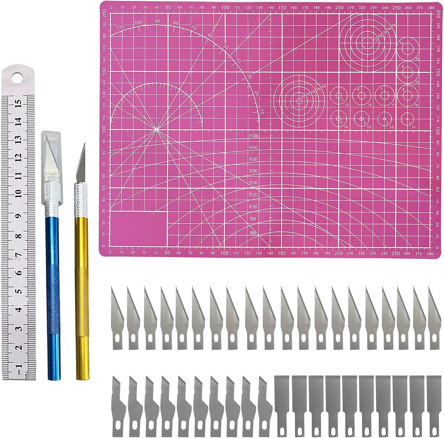 Rainmae Craft Cutting Stencil Knife Set and A4 Double Sided Cutting Mat