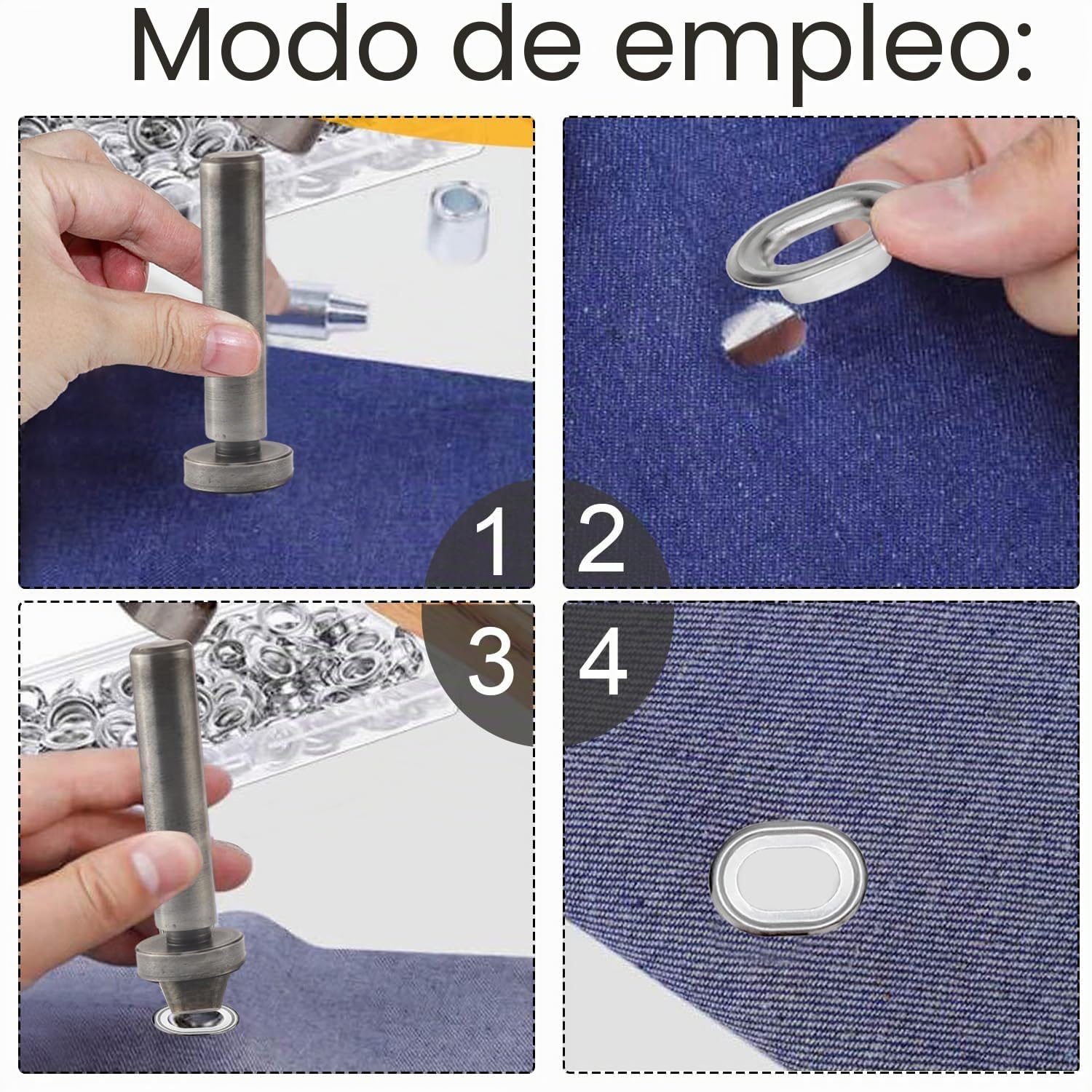 Herramienta de Ojetes Oval Metalicos Set para Lonas Tela Cortinas Toldos Zapatos Bolsas