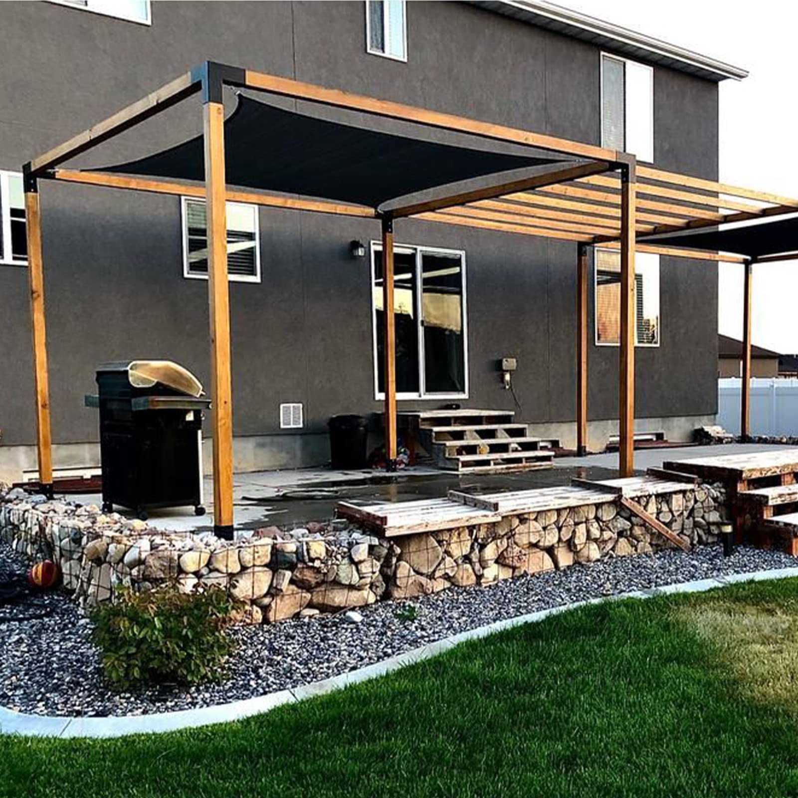 Kit de soporte para pérgola, soporte de poste de acero al carbono recubierto de polvo de 6 x 6, kit de pérgola de carpintería en ángulo recto, kit de herramientas de pérgola de placa gruesa para