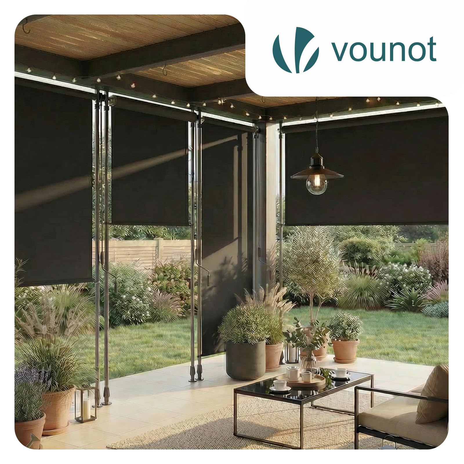 VOUNOT® Store Vertical sans Perçage 150 x 310 cm Extensible avec Manivelle Store Extérieur Protection Solaire Résistant aux Intempéries et UV Brise Vue pour Balcon Terrasse Jardin Anthracite