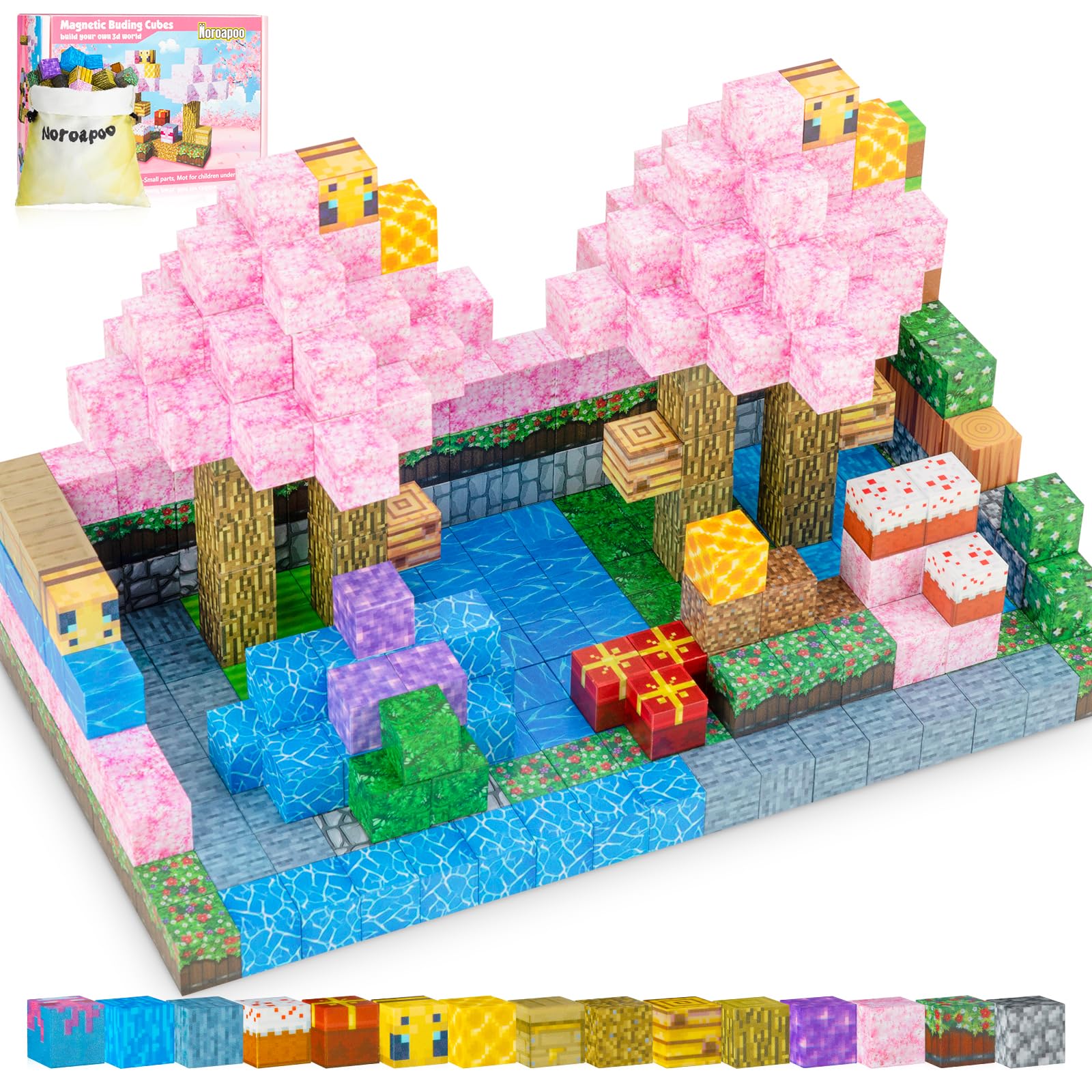 Noroapoo 80pcs Magnetic Building Blocks Tiles for Kids Ages 4-8-12，Magnetic Building Tiles Blocks Constructions Toys Birthday Gifts for Kids Boys