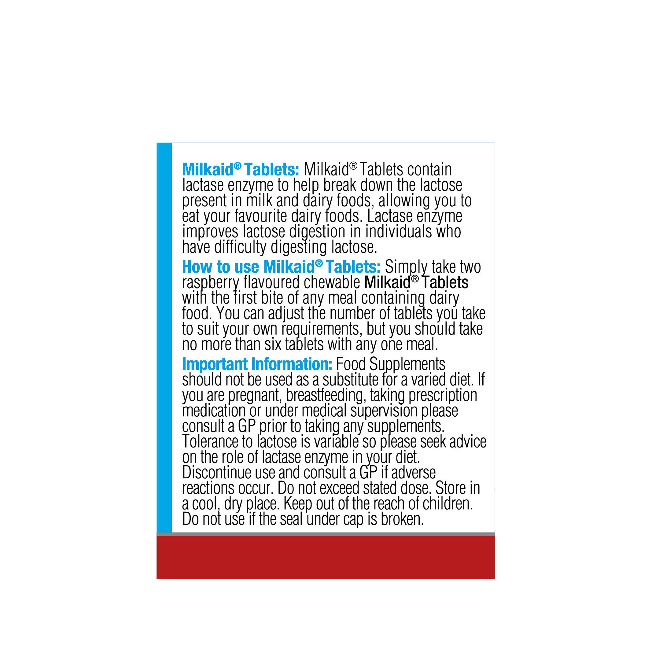 Milkaid Lactase Enzyme Chewable Tablets for Lactose Intolerance Relief