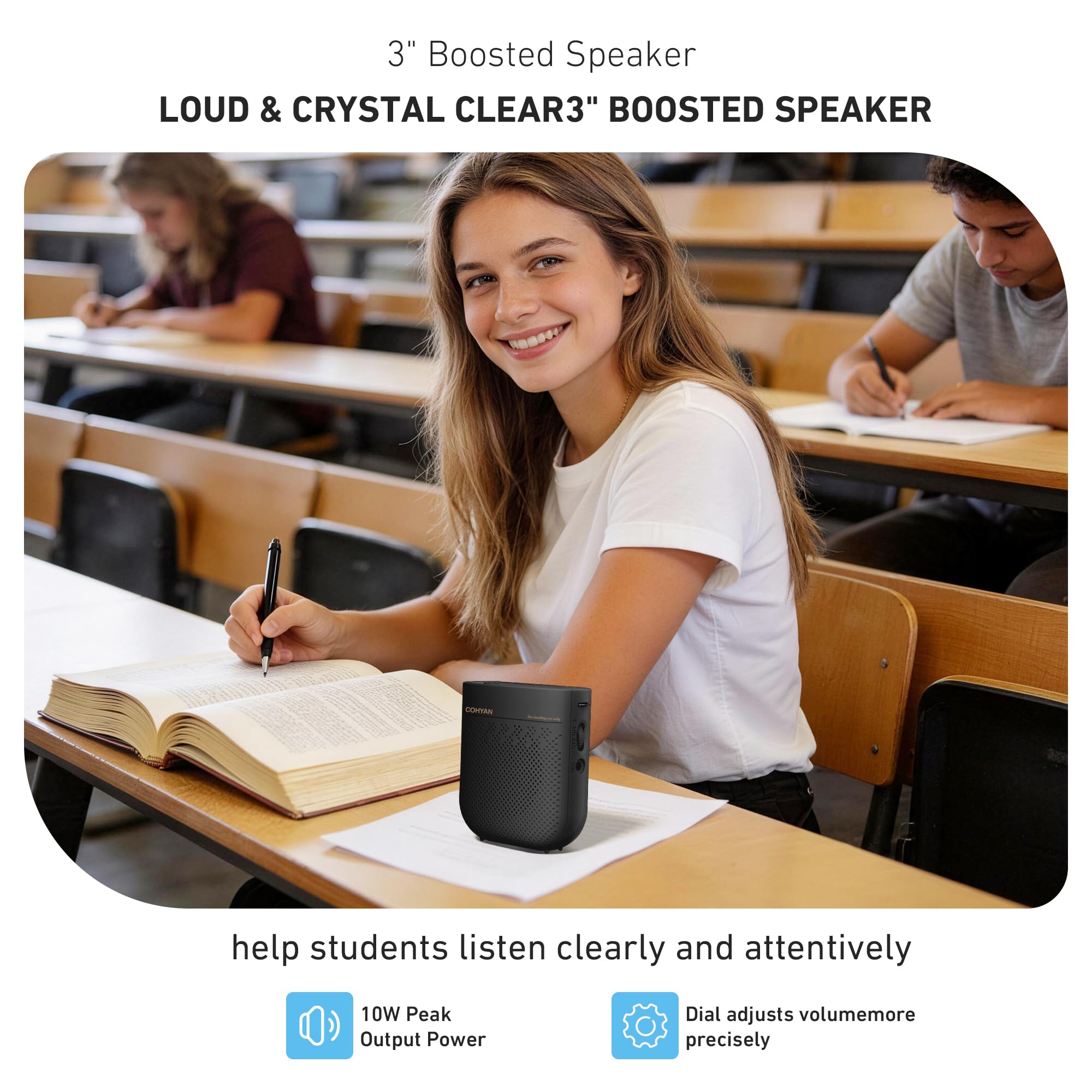 Sprachverstärker für Lehrer, Tragbares Bluetooth-Mikrofon & Lautsprecher, wiederaufladbares Bullhorn-Megaphon für Klassenzimmer, Meetings, Yoga, Training, Tourguides K3 heise