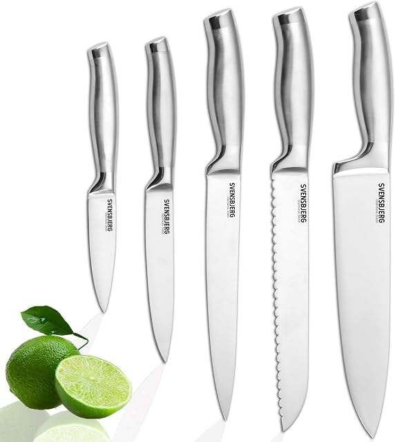 Svensbjerg 5-Piece Kitchen Knife Set, Professional Chef's Knife Set, Stainless Blade Steel, Easy Sharpening, Ergonomic, Simple Elegance
