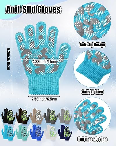 Miniatura 3 de Paquete de 100 gorros y guantes antideslizantes para niños, gorro de punto cálido, guantes de invierno a granel para niños y niñas