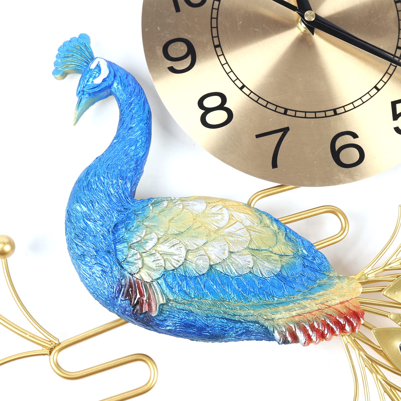 Orologio da Parete di Lusso in Metallo Stile Pavone 70*65cm per Soggiorno Decorazione Casa
