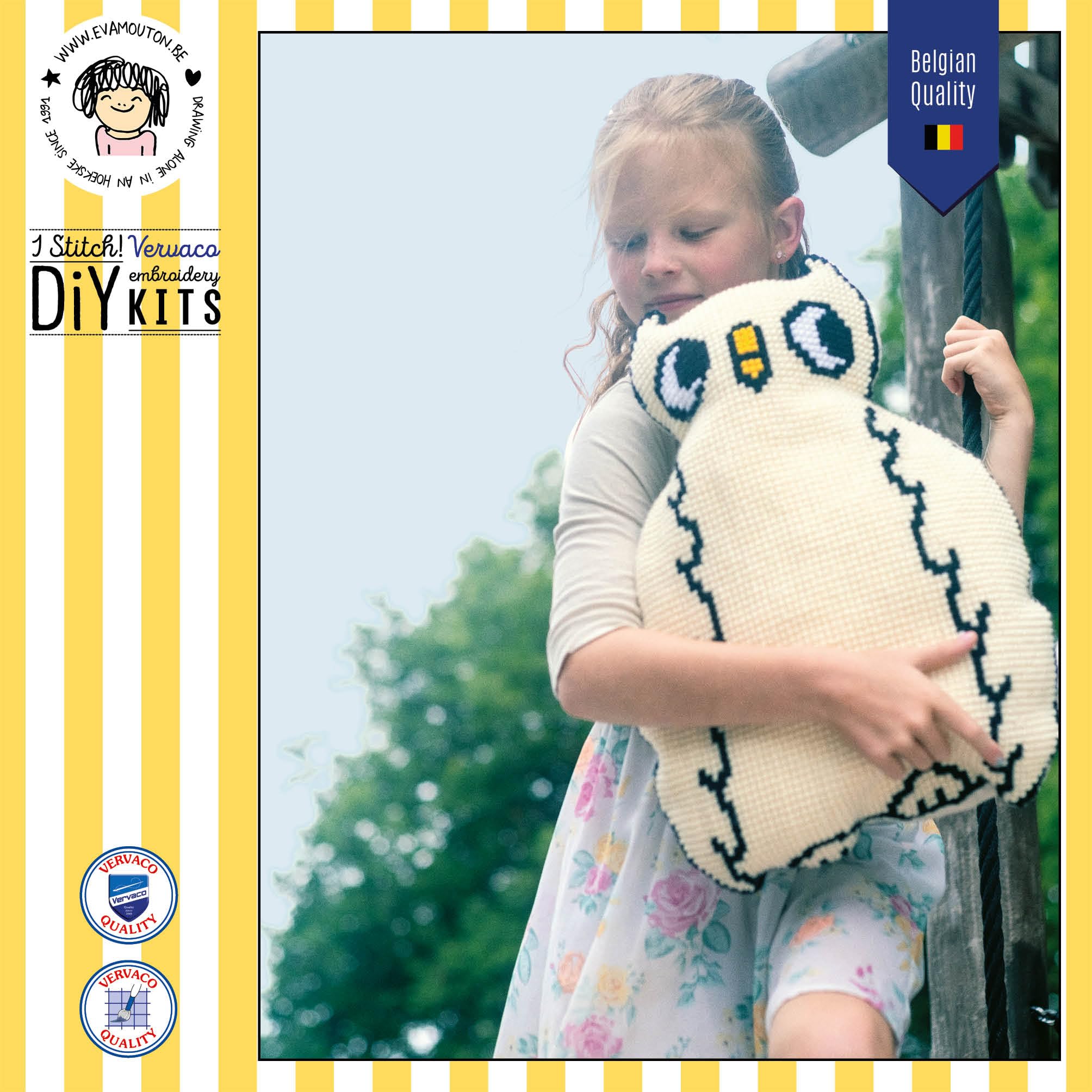 VERVACOZestaw do Haftu Krzyżykowego Poduszka z TyłemSOWA Kanwa z Nadrukiem 36 x 51 cm Gruba Włóczka Akrylowa Zrób to Sam Dekoracja Domu DIY Cross Stitch Kit