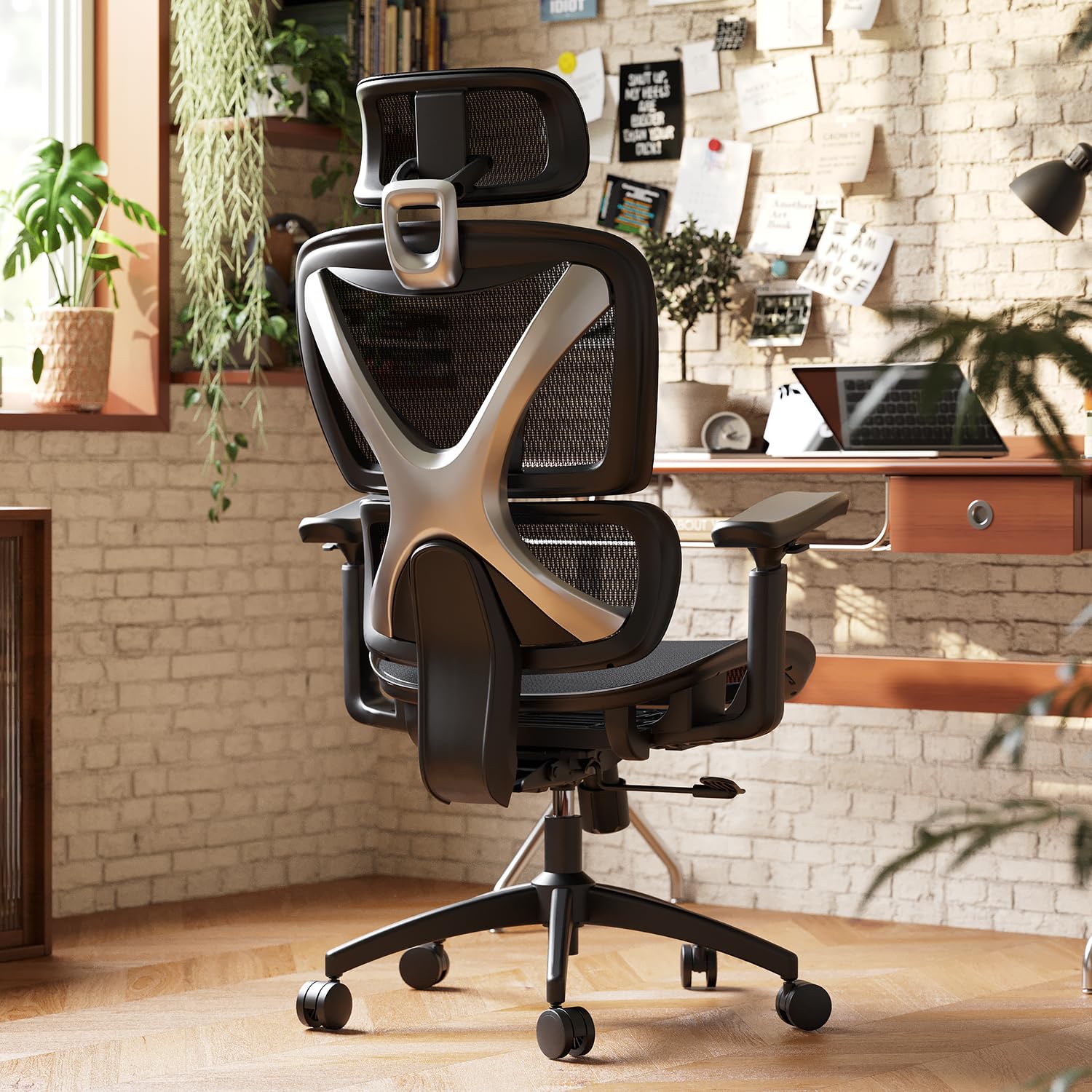 GABRYLLY Ergonomic Office Chair, Big and Tall Mesh Chair with Lumbar Support, 3D armrest - 215° Rotation, Adjustable Headrest & Soft Seat, Durable Computer Chair 350LBS for Work Gaming - 3