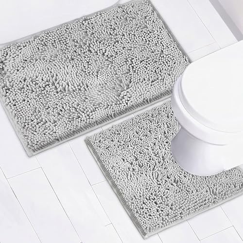 Bathroom Rugs Chenille Bath mat 2 Piece Set, Super Absorbent,