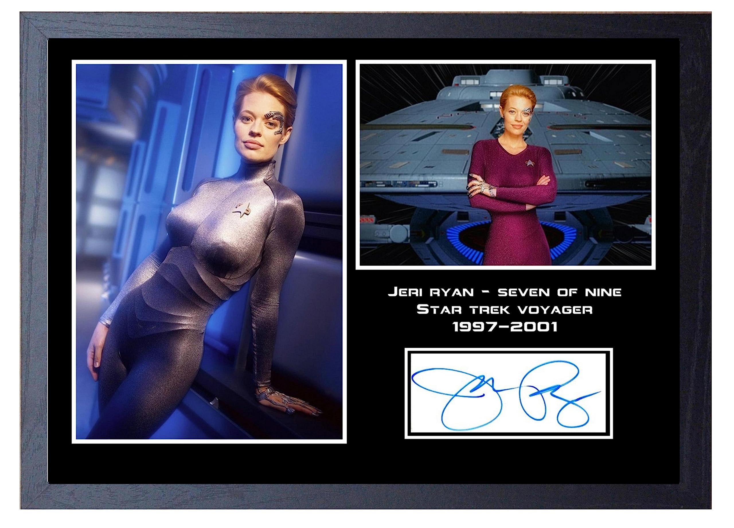 Star Trek Voyager Seven Of Nine Jeri Ryan Signed Print (A4 Framed 34cm x 24cm)