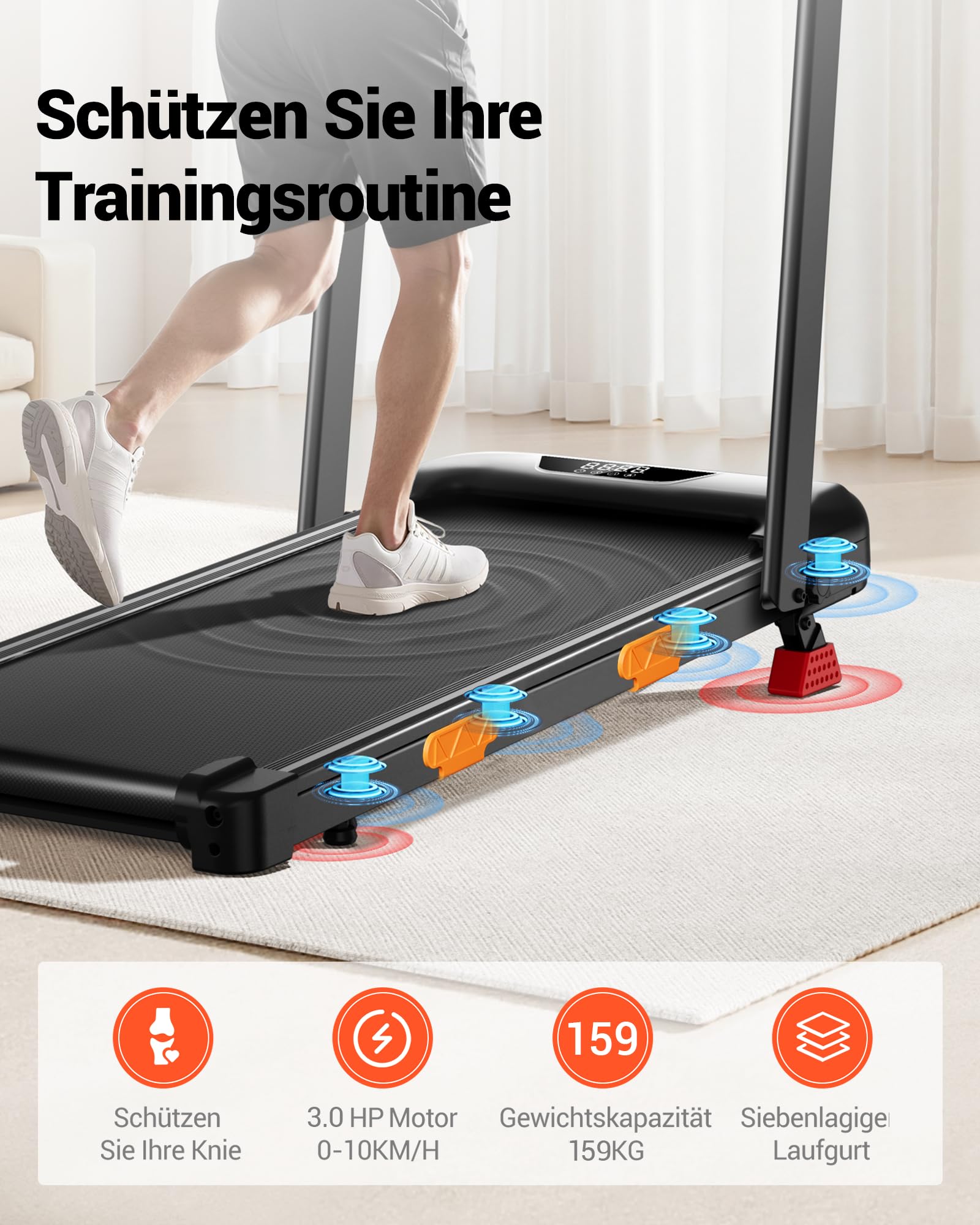 LONTEK Laufband für Zuhause klappbar, 3.0HP Laufband mit Steigung für Zuhause 15%, kompaktes Walking Pad mit Steigung max. Belastung 159 kg, Fernbedienung und LED-Anzeige