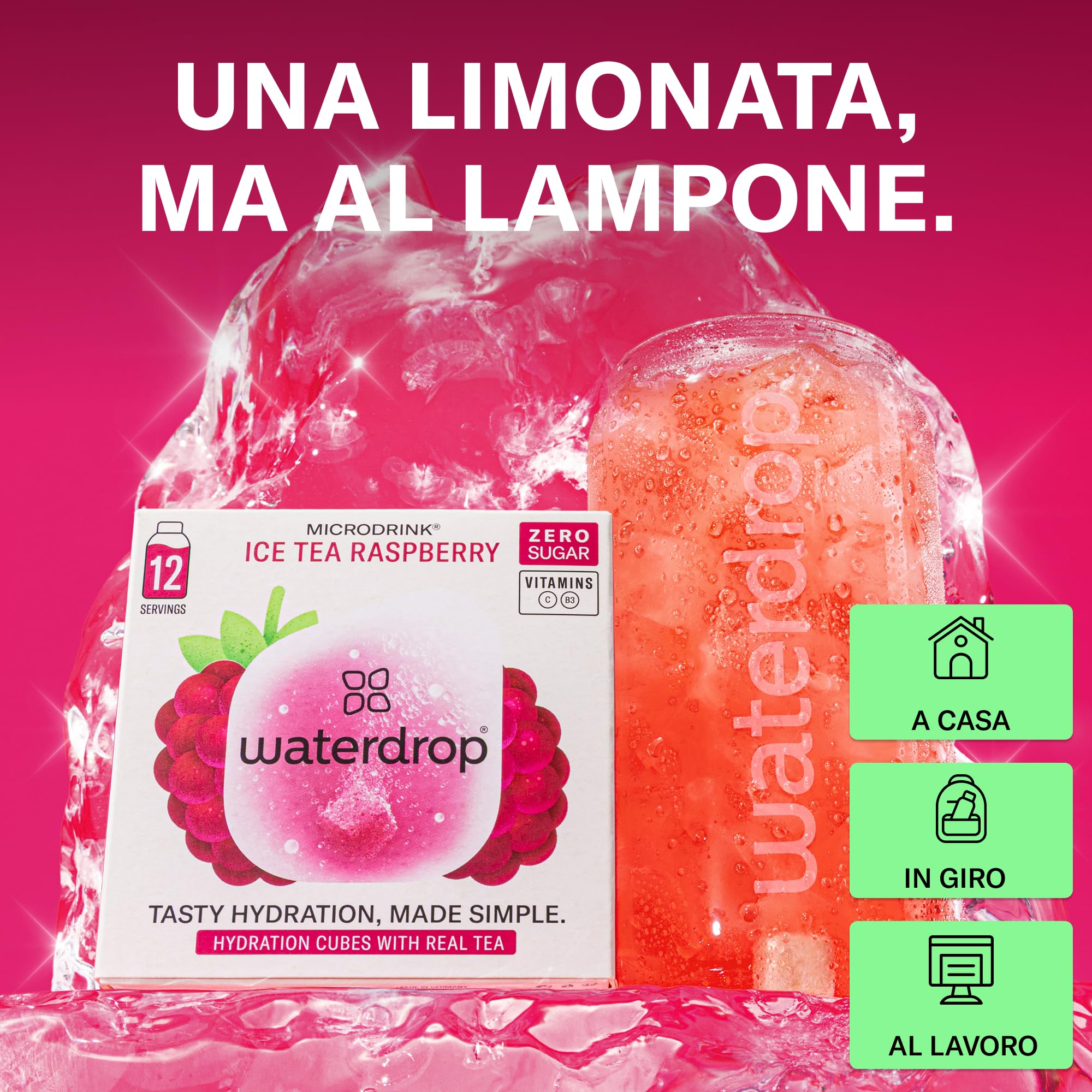 waterdrop® Limonata Set - 48 cubetti per insaporitore acqua senza zucchero - Alternativa allo borraccia con gusti e sciroppo - waterdrop cubetti per acqua aromatiche per 96 bevande acqua aromatizzata