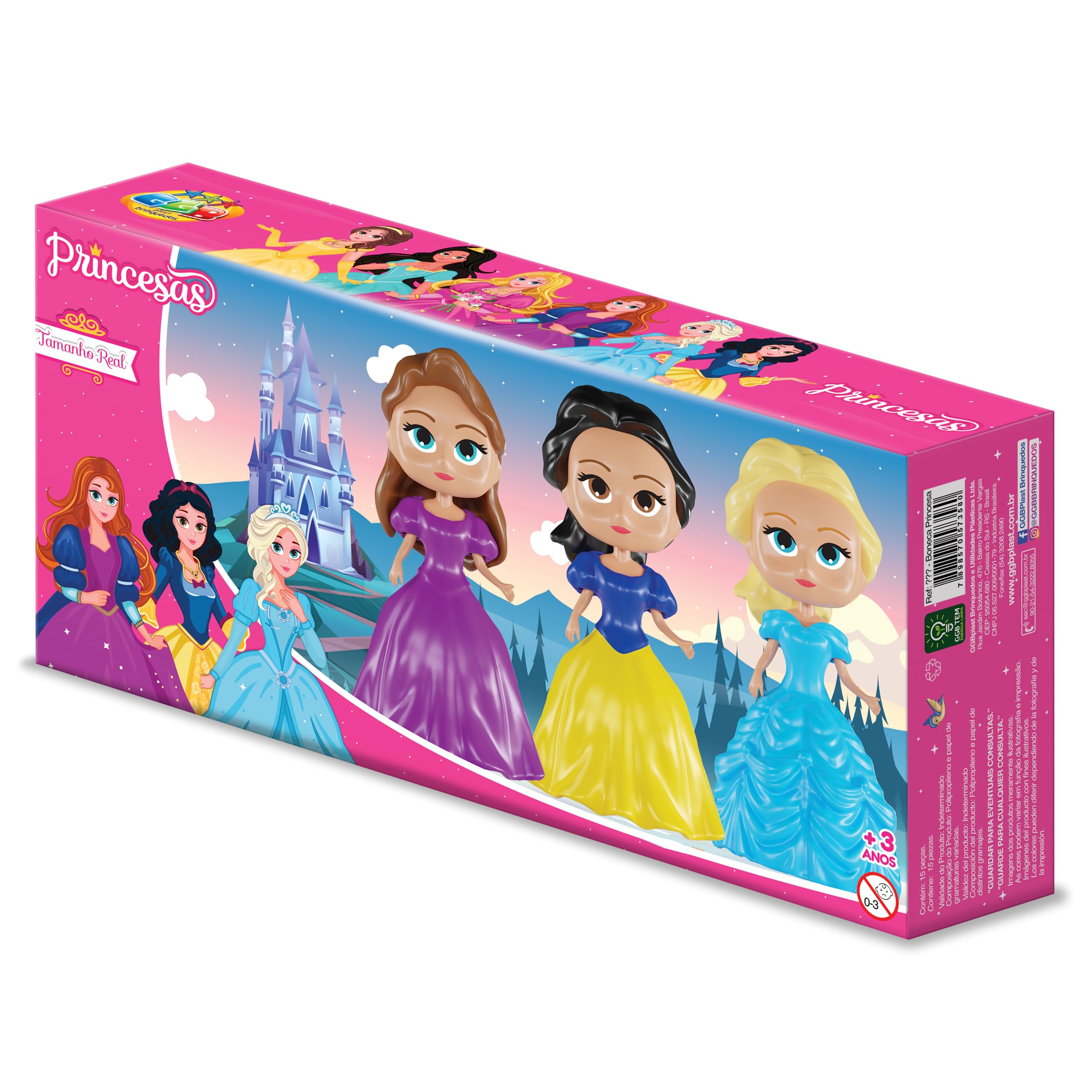 Boneca Princesa Kit com 3 Unidades GGB Plast : Amazon.com.br