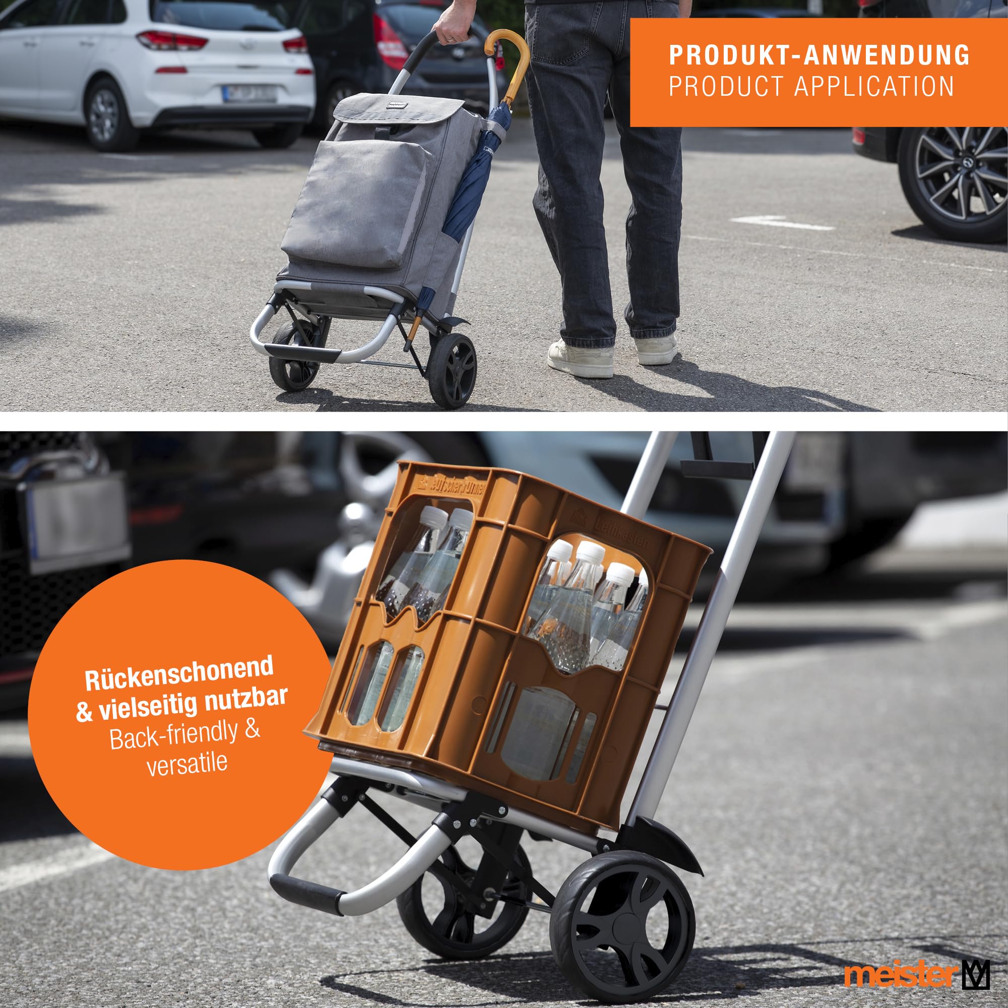 Chariot de Courses Meister 56 Litres Roues Larges Compartiment Réfrigérant Sac Amovible Pliable