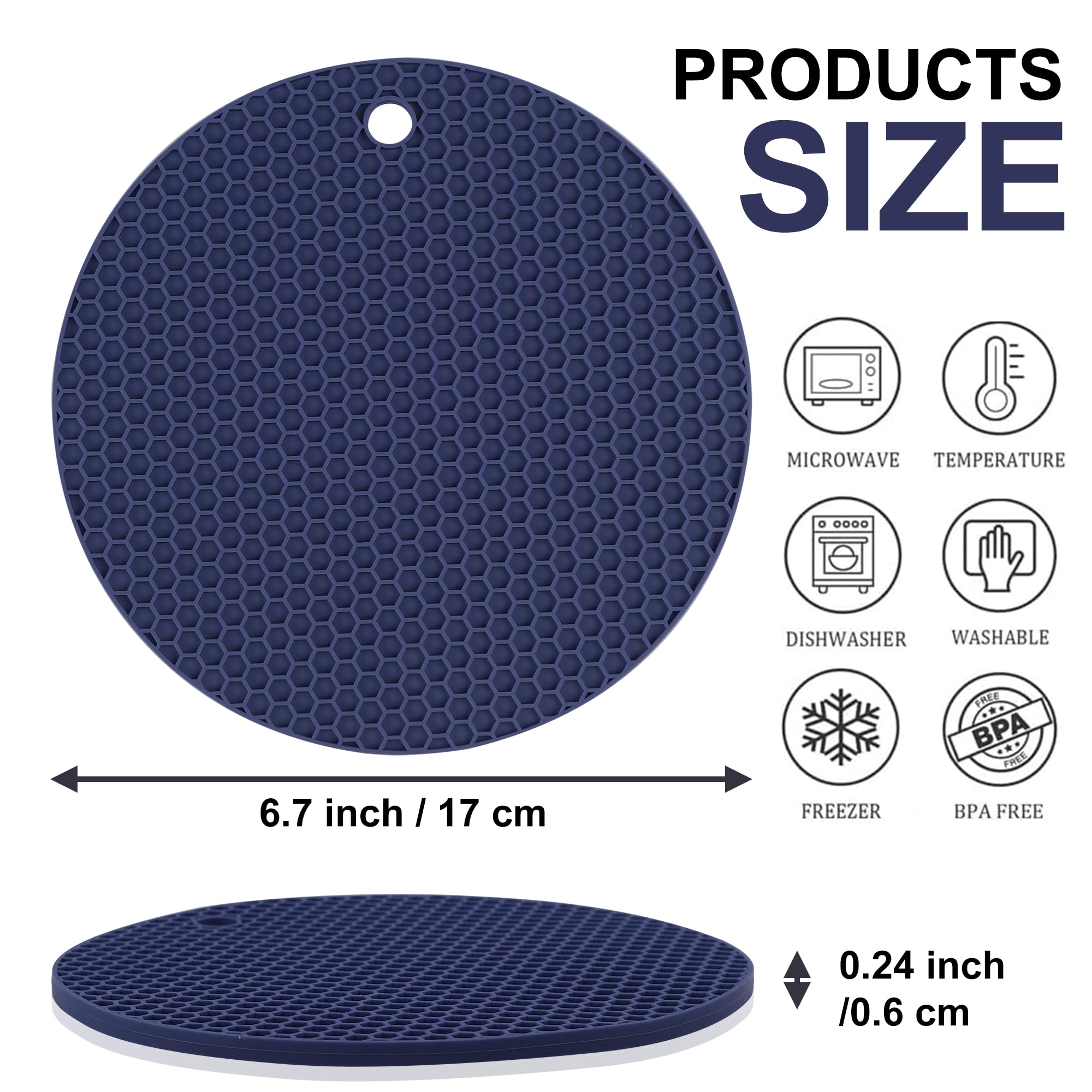 AICMEI Silicone Trivet Mats, 6 Packs Multipurpose Non Slip Heat Resistant Pot Holder,Heat Resistant Pot Holders Silicone Mats for Kitchen Countertops/Table-Assorted Color