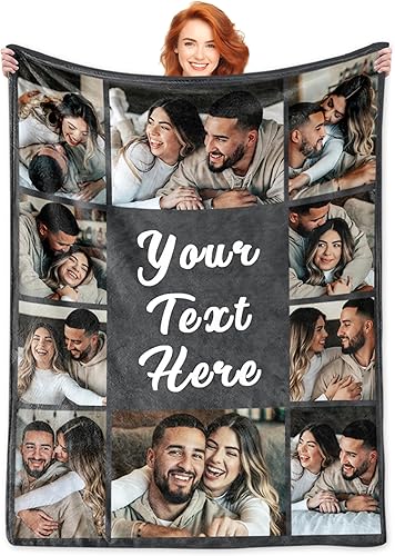 CusCosCes Manta personalizada con texto en imagen, regalos de Navidad y cumpleaños para novio, novia, esposa, esposo, mantas personalizadas de forro