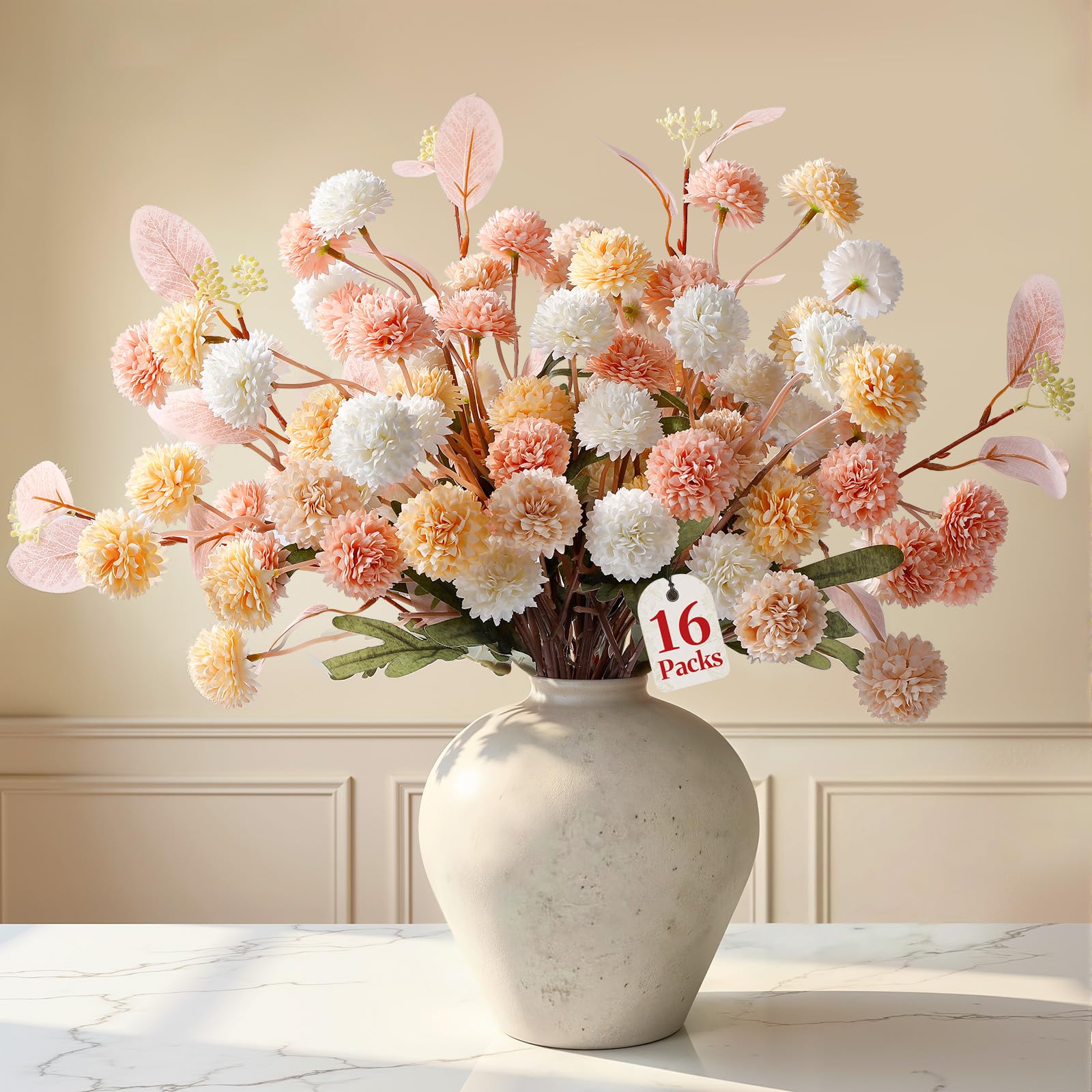 Faux Silk Mums with Eucalyptus Arrangement