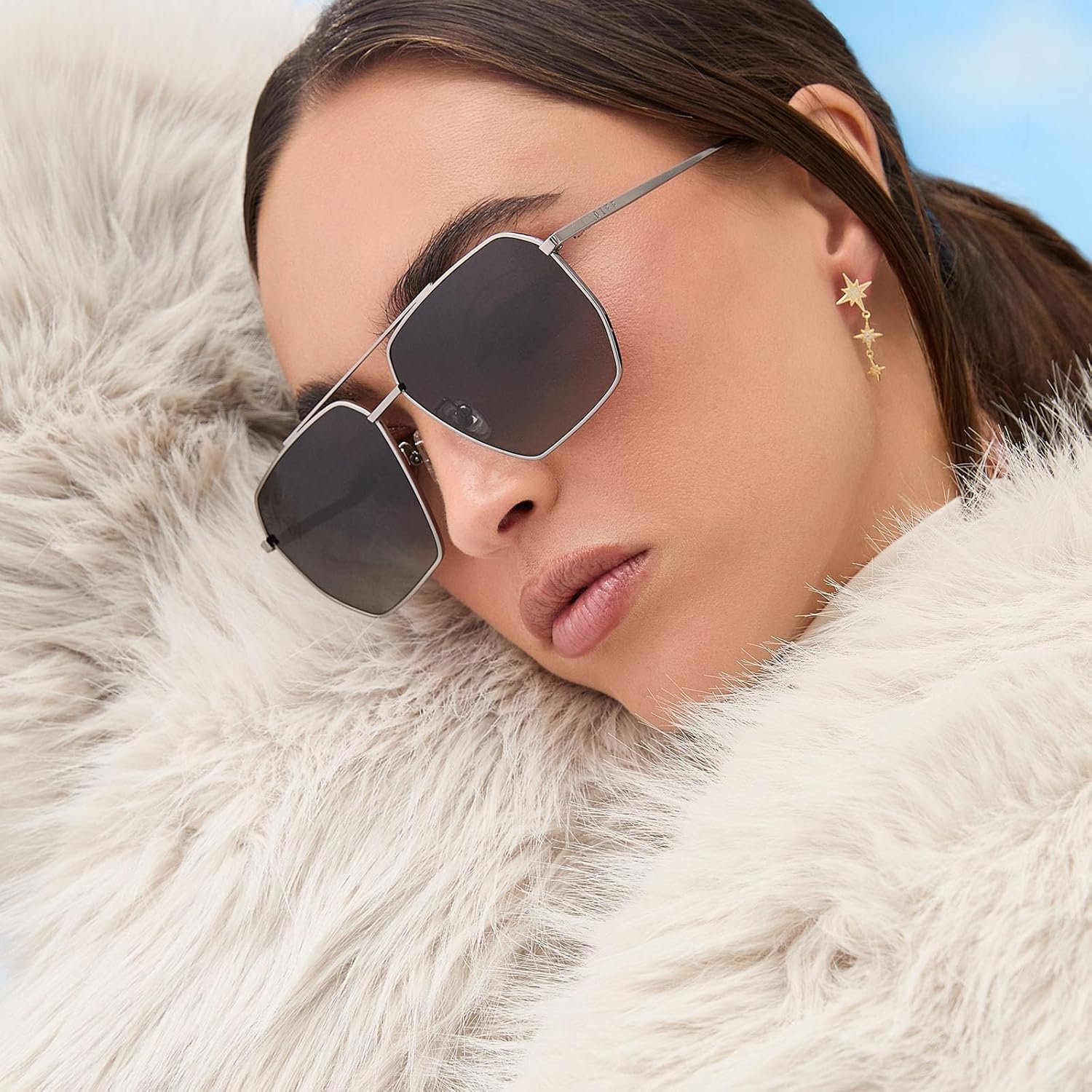 DIFF Berkely Oversized Navigator Sunglasses for Women | UV400 Protection | Modern Metal Frames - Image 2