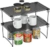 2 Pack - DecoBros Stackable Kitchen Cabinet Organizer, Black