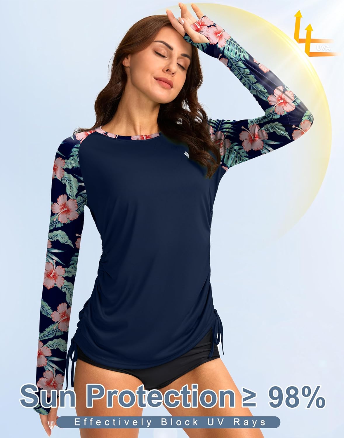 SANTINY Women's UPF50+ Rash Guard SPF Long Sleeve Swimsuits Top UV Sun Protection Swim Shirts for Woman - Image 3