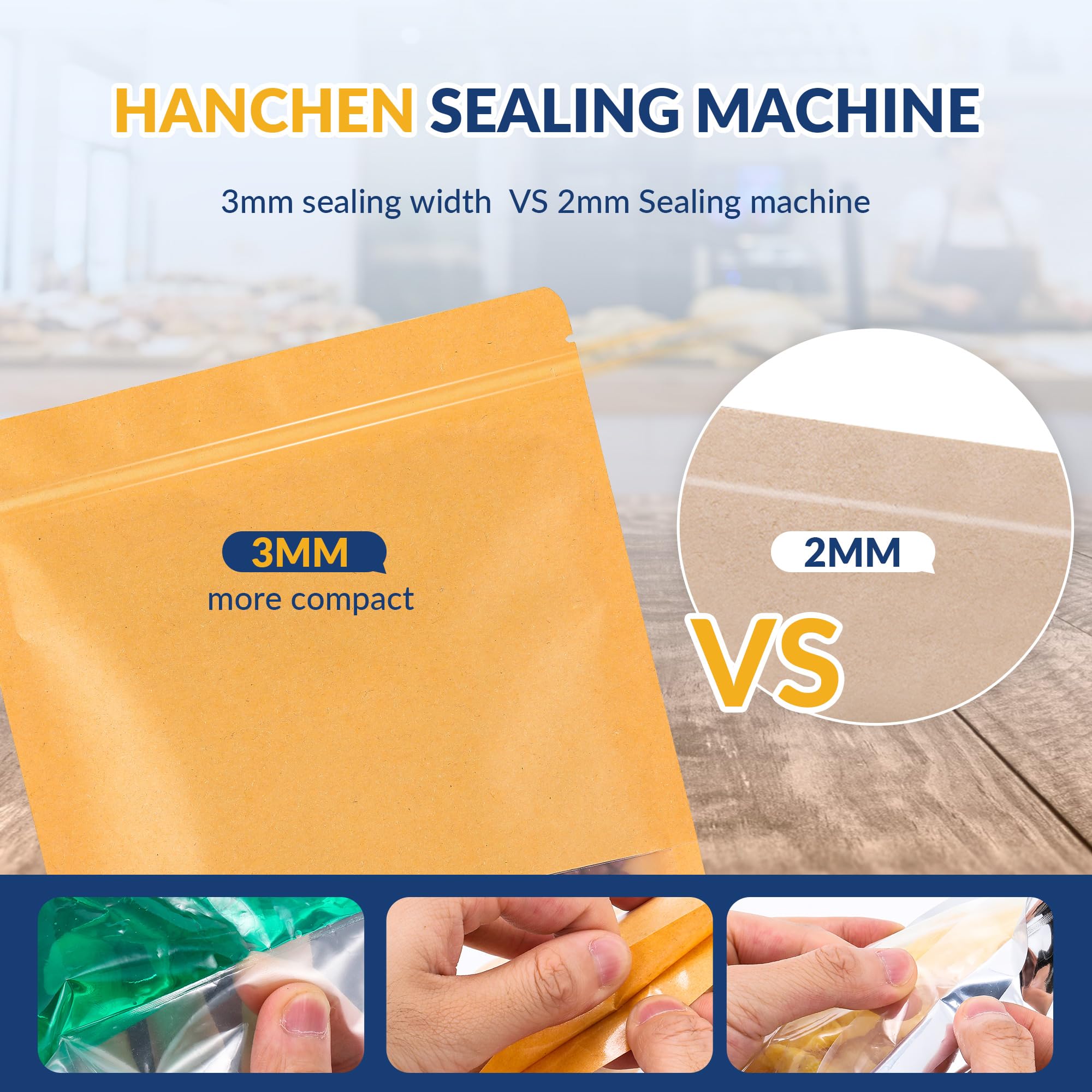 Hanchen Impulse Heißsigelmaschine 400mm (15,7 Zoll) Impuls Folienschweißgerät Tragbare Kleine Heißsiegelmascine Handdruckende Versiegelungsmaschine für Lebensmittel