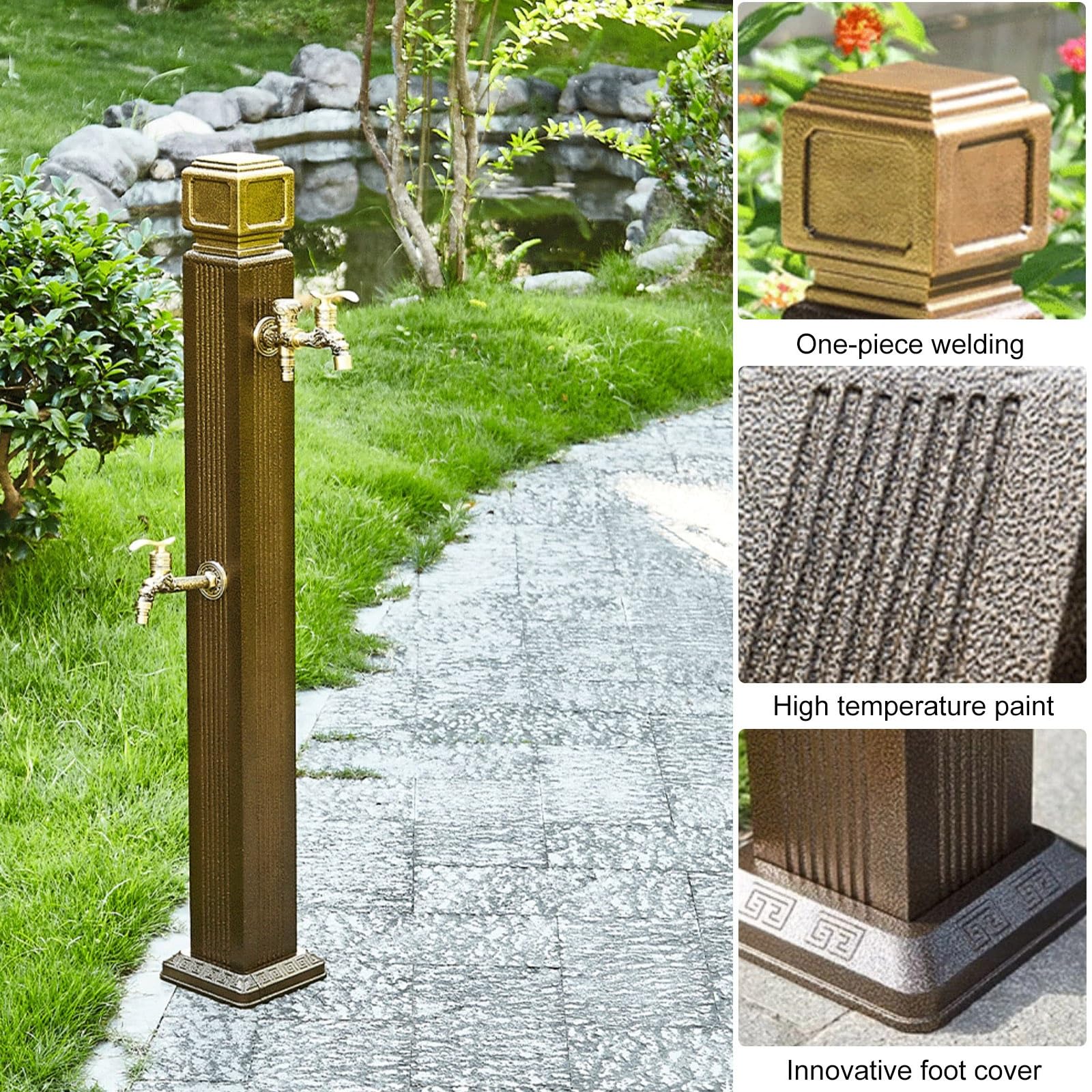 Columna de agua montada en el suelo con grifo y pistola pulverizadora, extensor de grifo de manguera anticongelante para jardín, granja, patio trasero