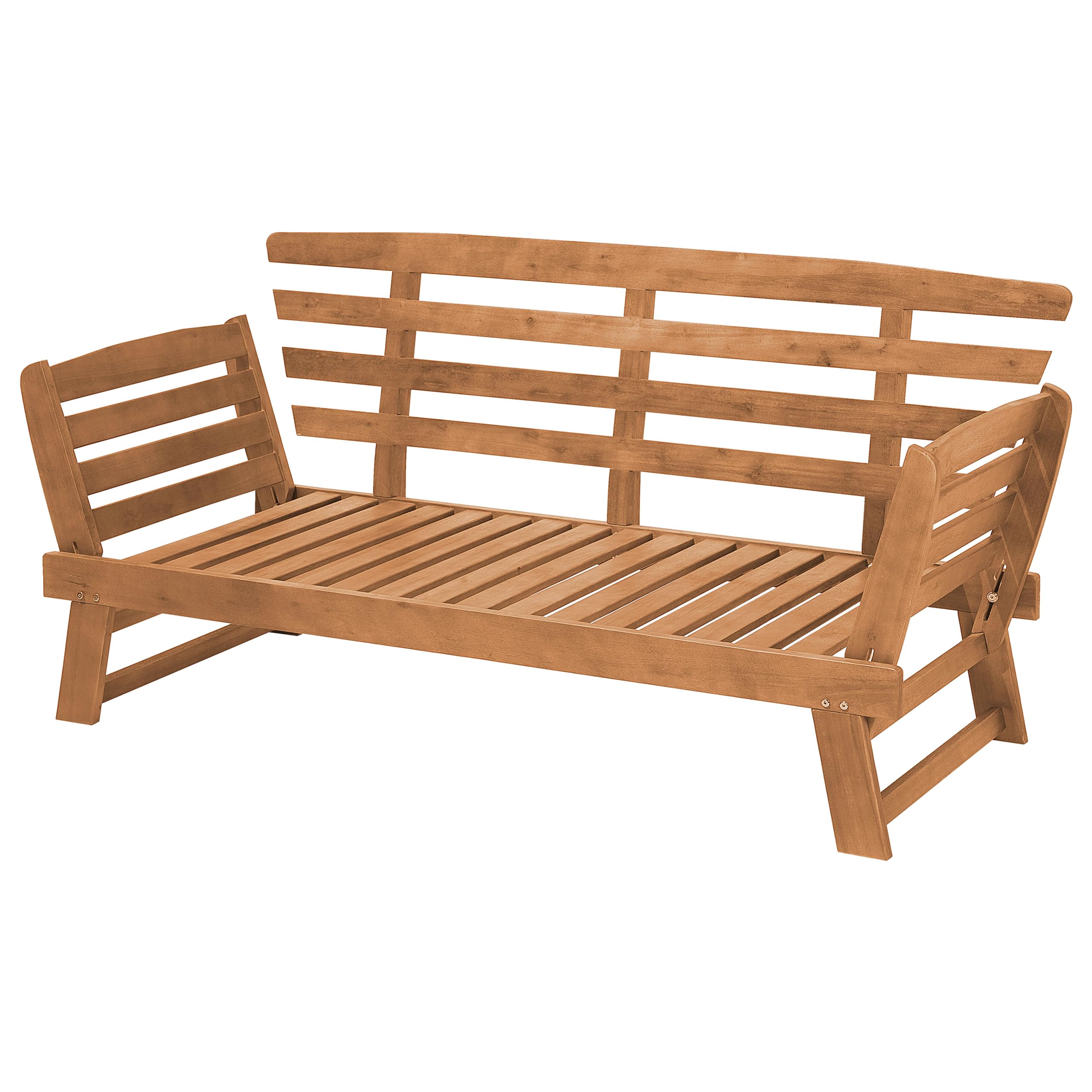 Beliani Panchina Legno di Eucalipto Chiaro Cuscini tortora Braccioli Reclinabili