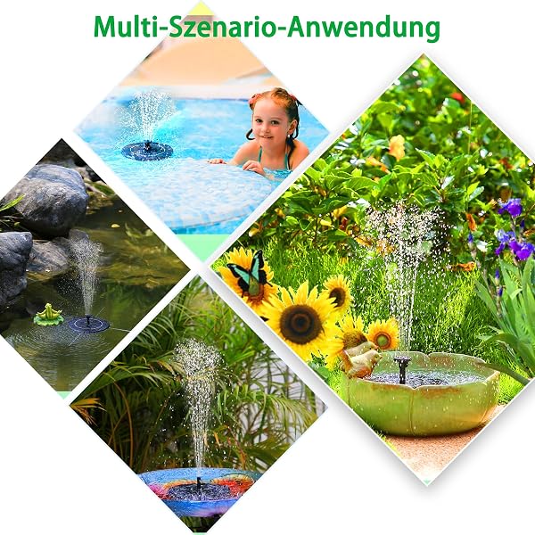 AISITIN Solarbrunnen für Draussen, Upgrade Springbrunnen für Außen, Solar Teichpumpe mit 6 Effekte Solar Wasserpumpe Solar schwimmender Fontäne Pumpe für Gartenteich, Wasserspiele,VogelBad und Teiche - 4