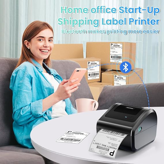 Phomemo Bluetooth Shipping Label Printer 4x6, D450BT Thermal Label Printer