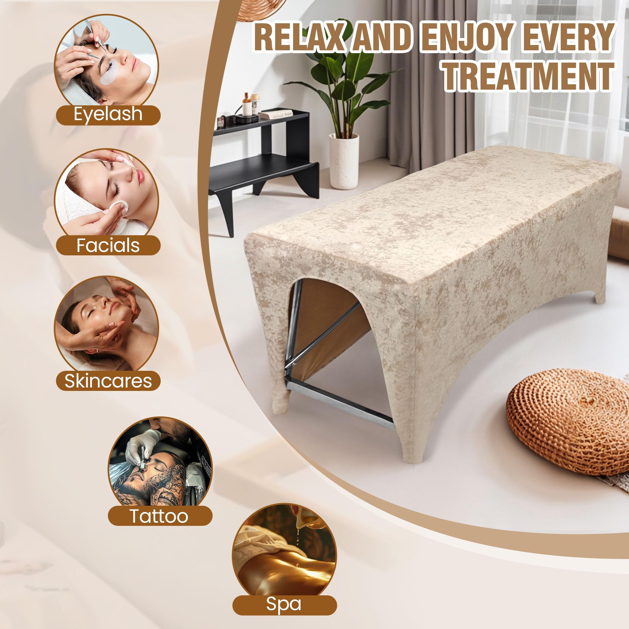 Funda de espuma para cama de pestañas, cubierta de mesa de masaje, funda ergonómica curvada para colchón para salón de belleza